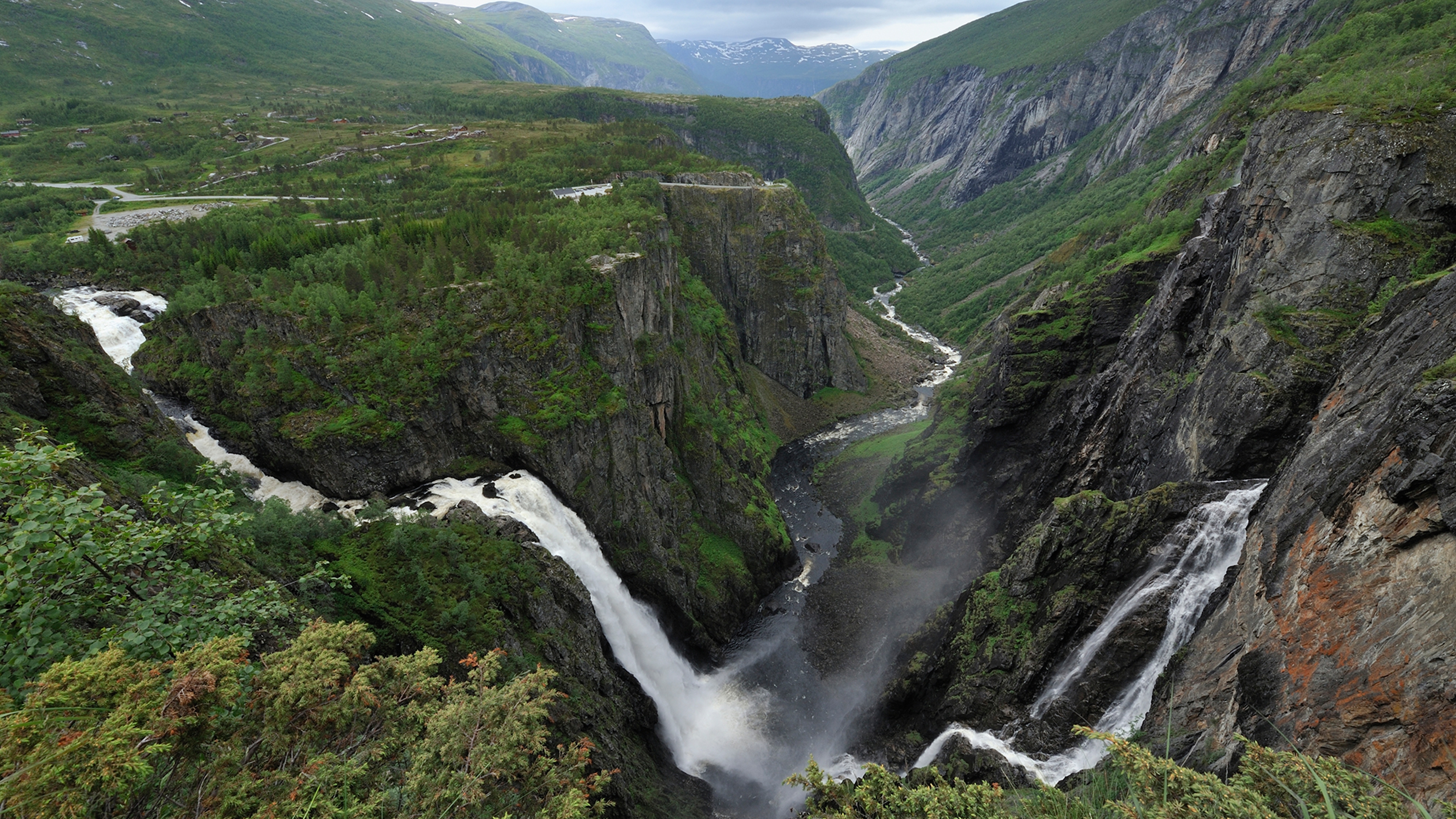 The Vøringsfossen waterfall at Norwegian Scenic Route Hardangervidda in Fjord Norway