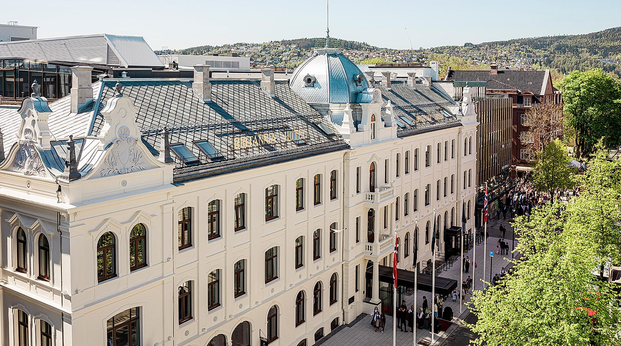 The exterior of Britannia Hotel in Trondeim in Trøndelag, Norway