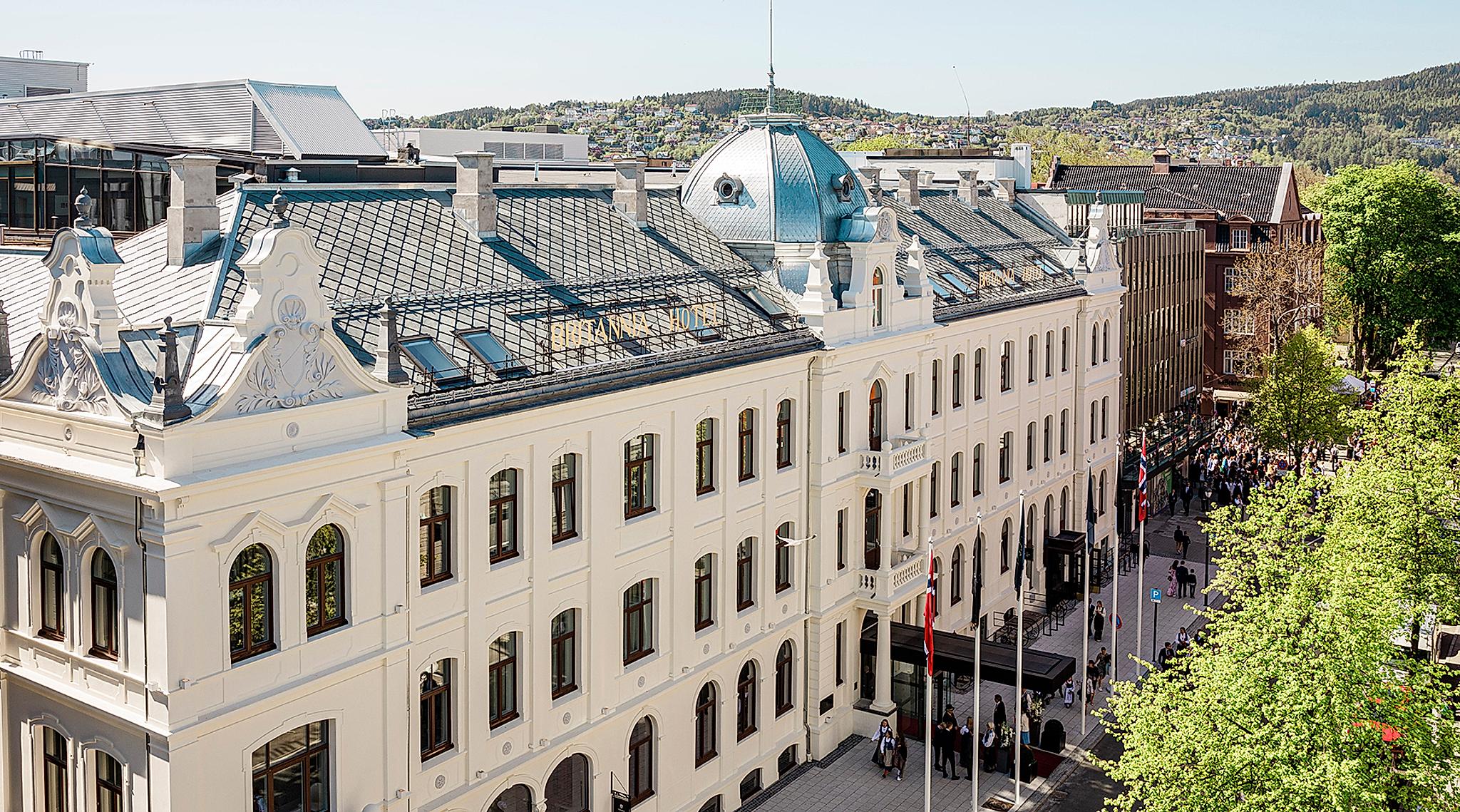 The exterior of Britannia Hotel in Trondeim in Trøndelag, Norway