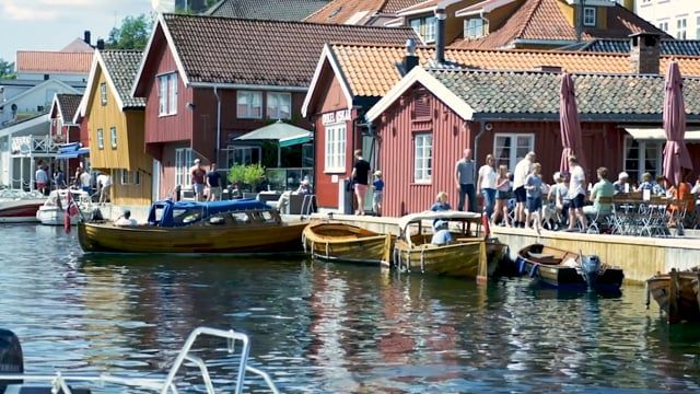 Boats and happy people in Kragerø, Eastern Norway