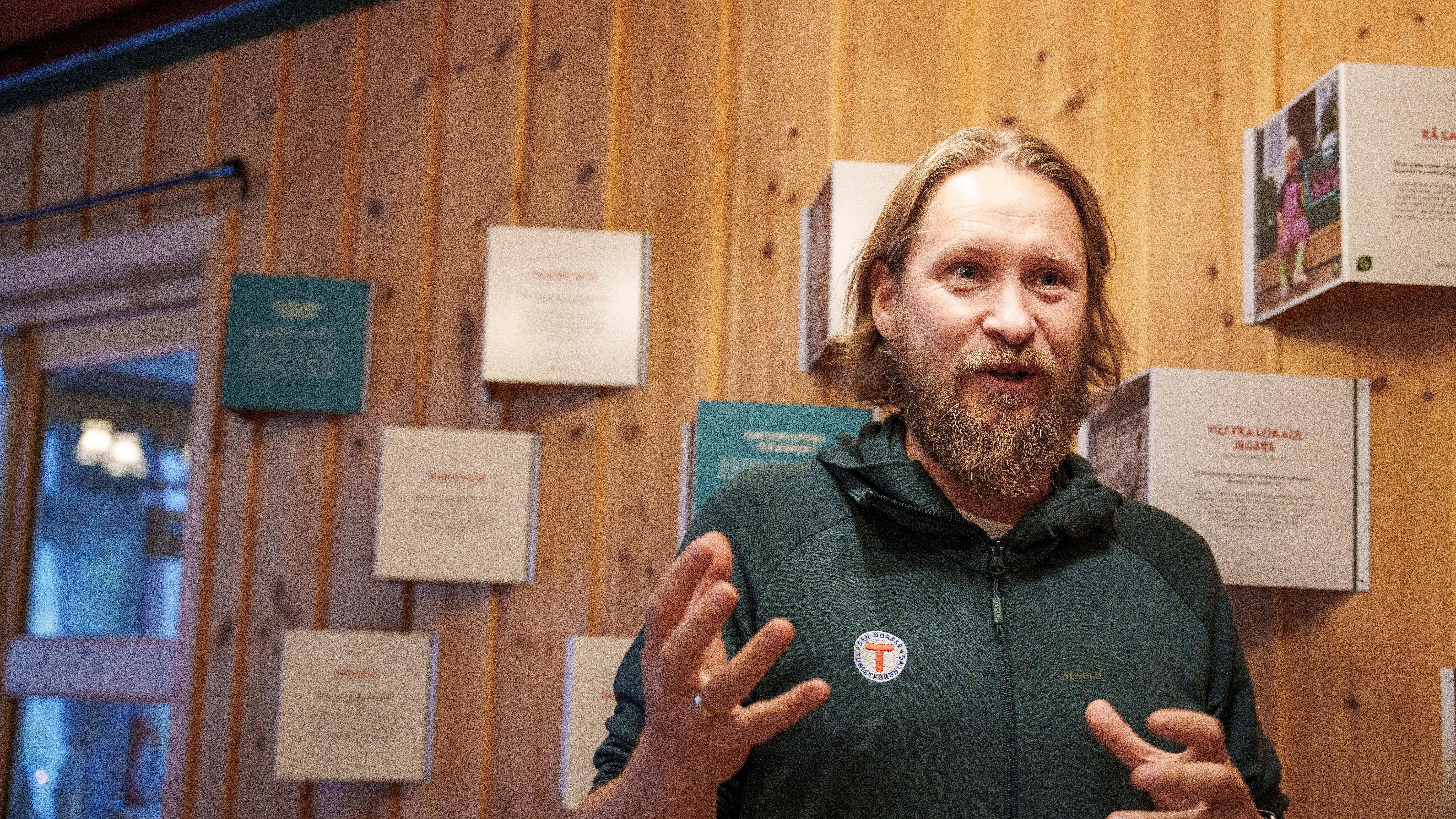 A man inside a mountain lodge