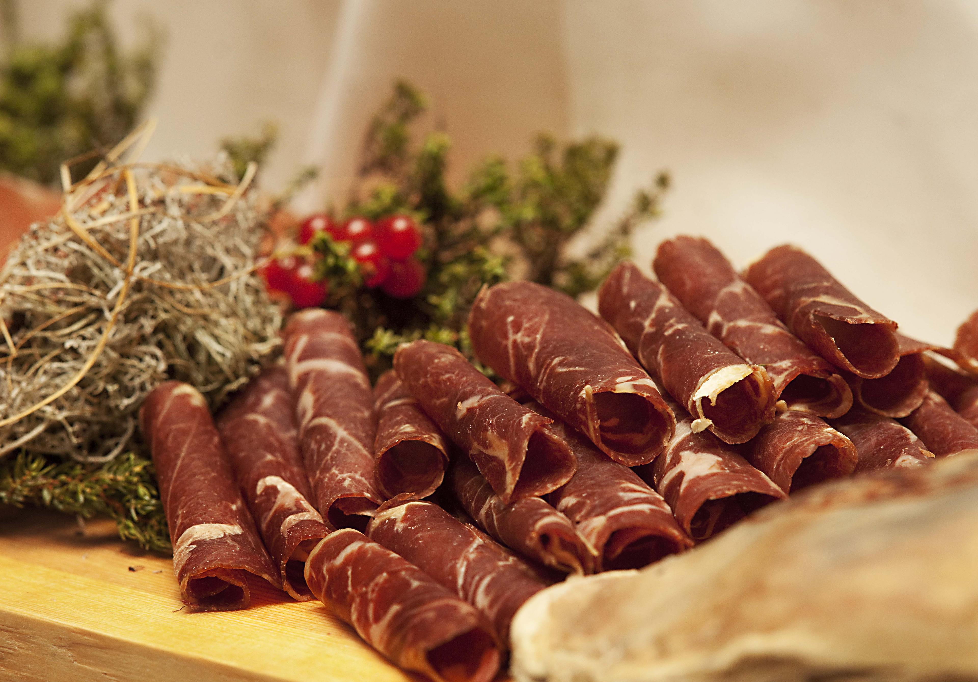Cured meat on platter in Setesdal, Southern Norway