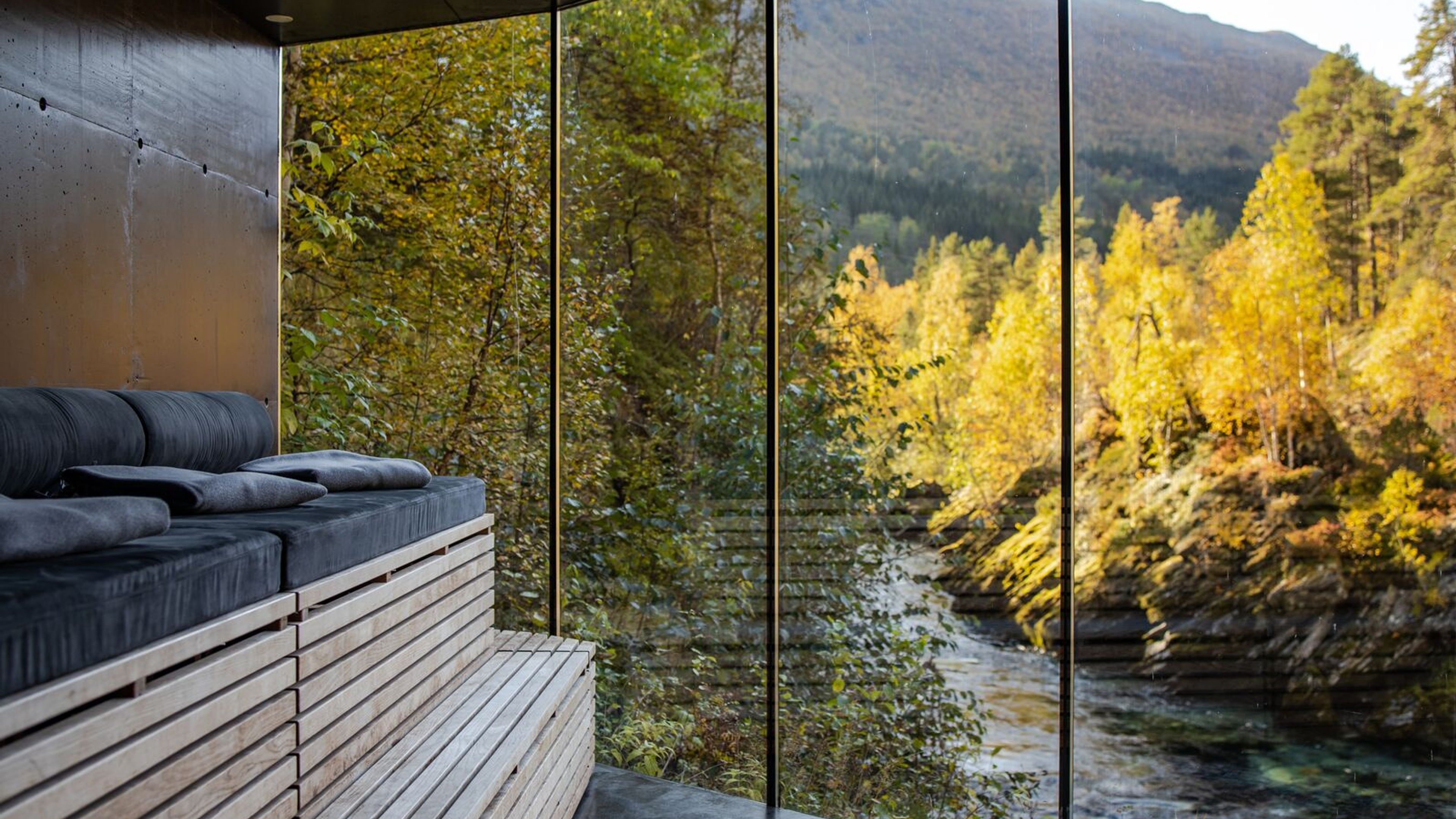 The view from one of the saunas at Juvet Landskapshotell hotel, Norway.
