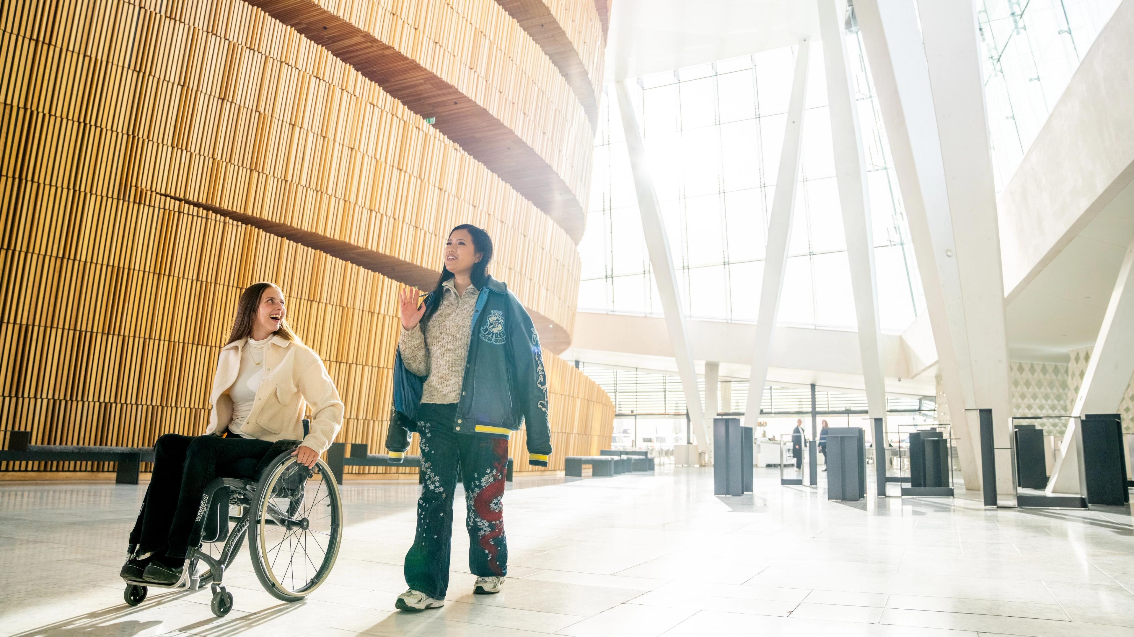 Two women in the Opera house in Oslo, Eastern Norway