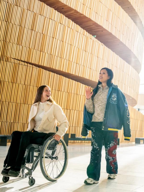 Two women in the Opera house in Oslo, Eastern Norway