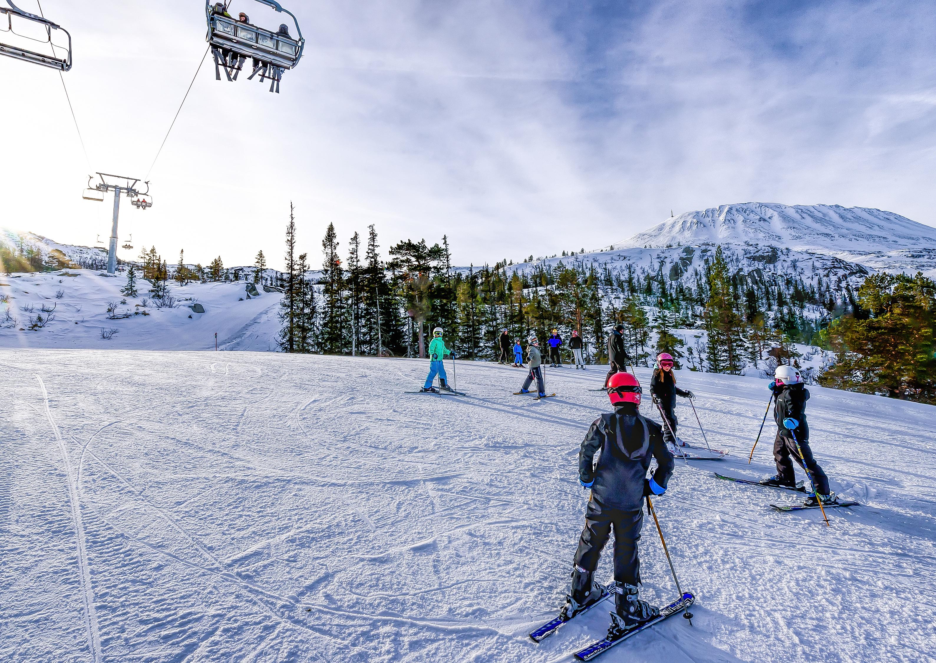 Alpine skiing at Gaustablikk in Telemark, Eastern Norway