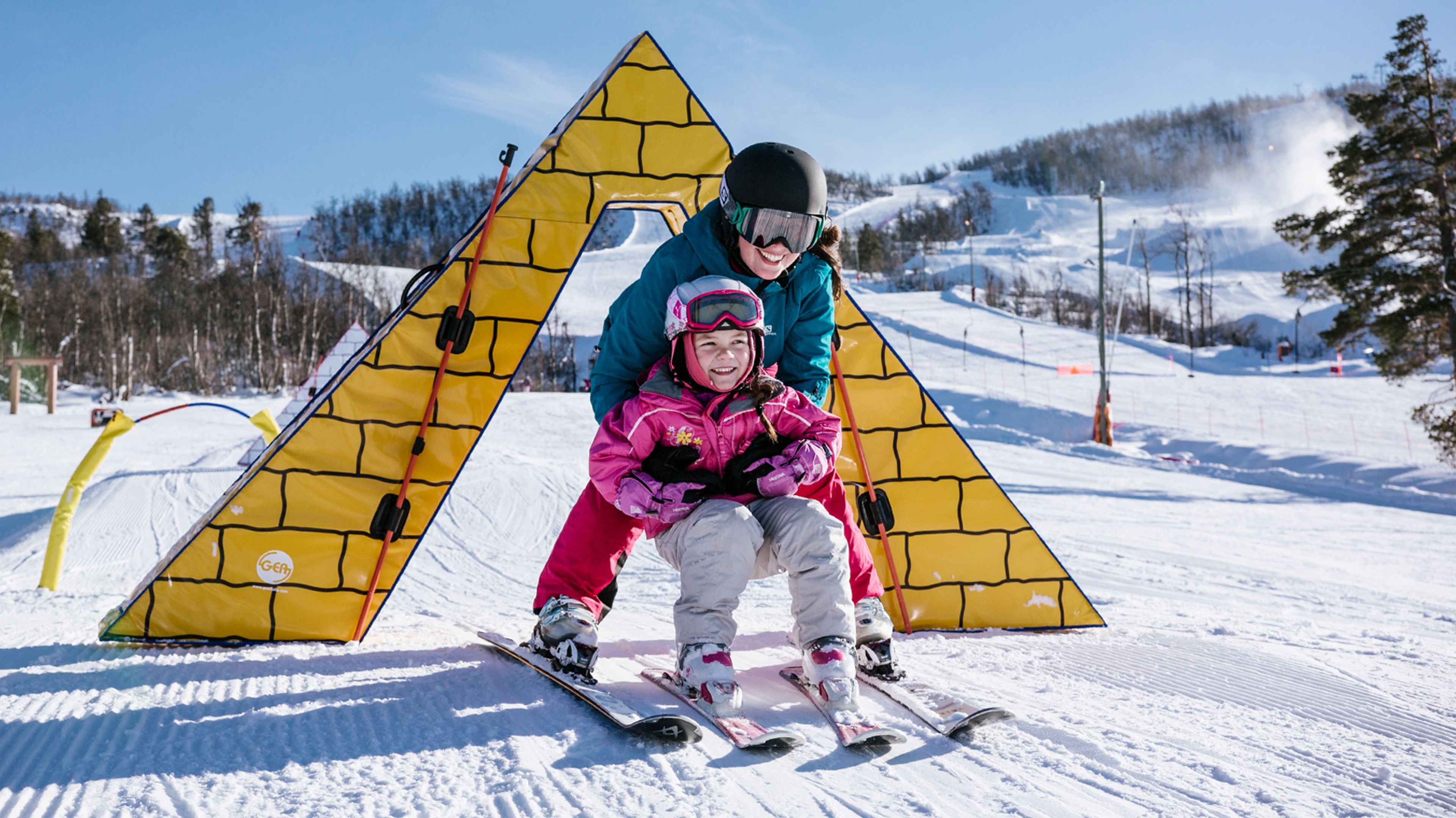 A child learning to alpine ski in Vestlia at Geilo, Eastern Norway