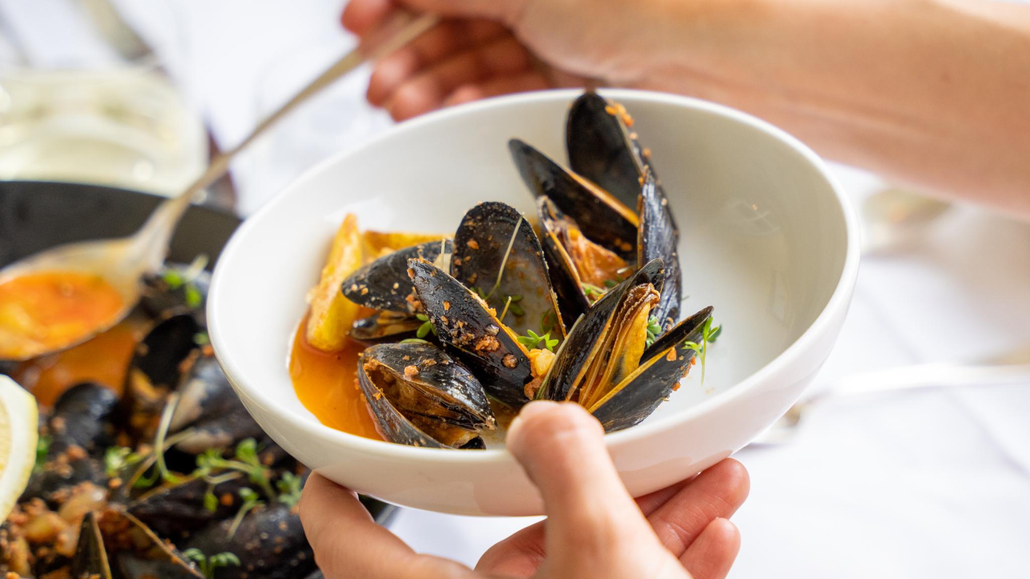 Steamed mussels at Refsnes Gods