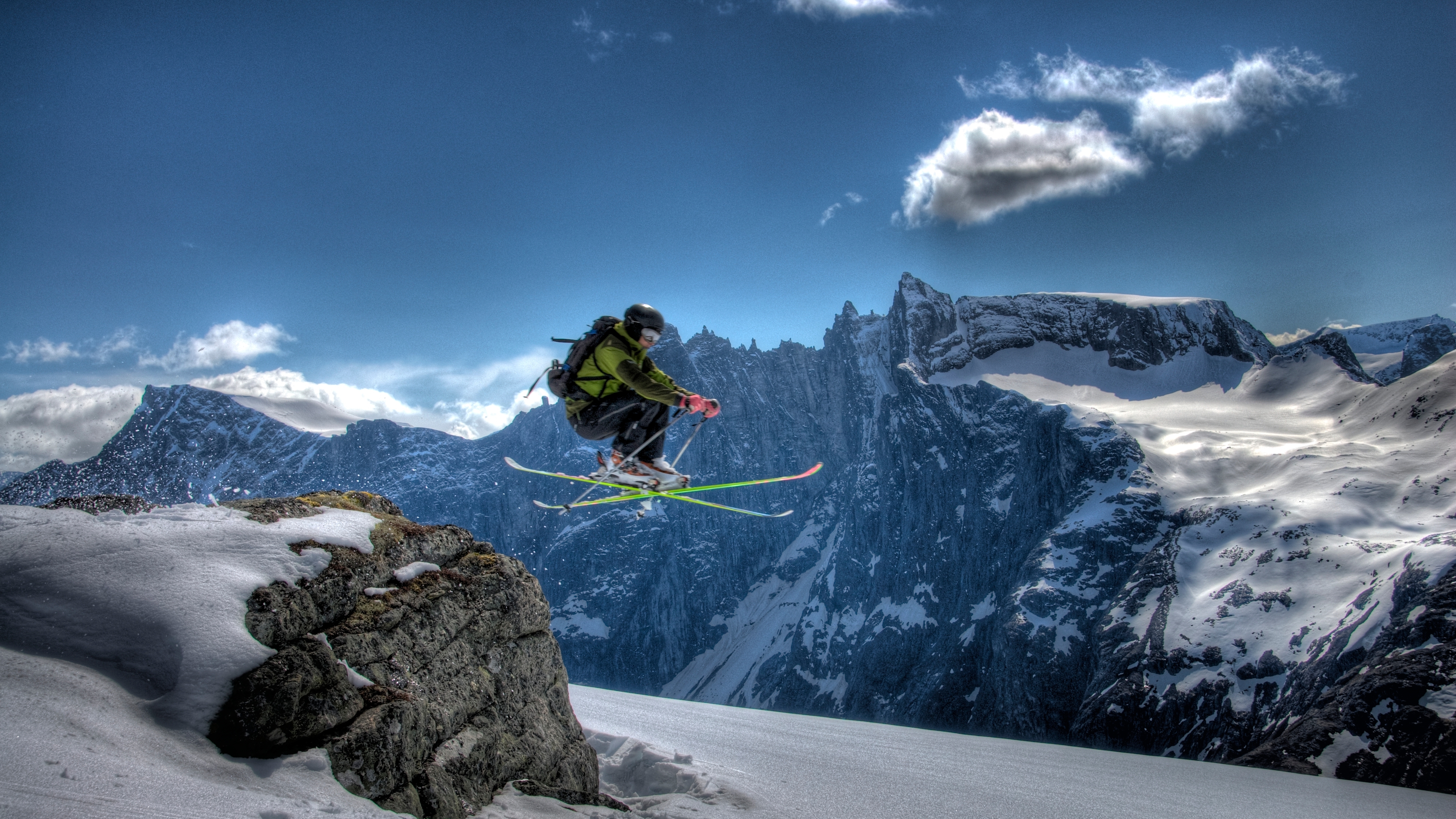 Alpine skiing at Blånebba in Northwest, Fjord Norway.