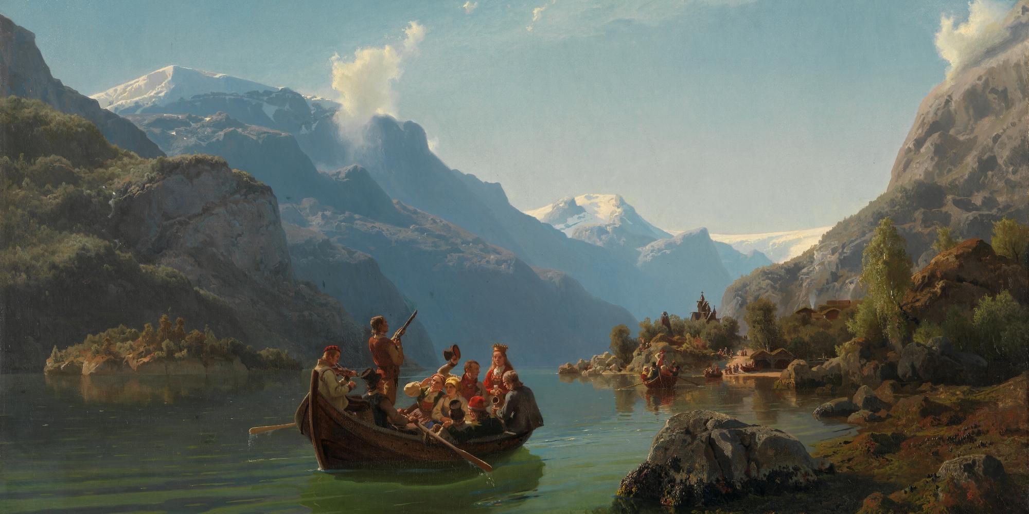 The painting “Bridal Procession on the Hardangerfjord” at the National Gallery in Oslo, one of Norway’s top art museums