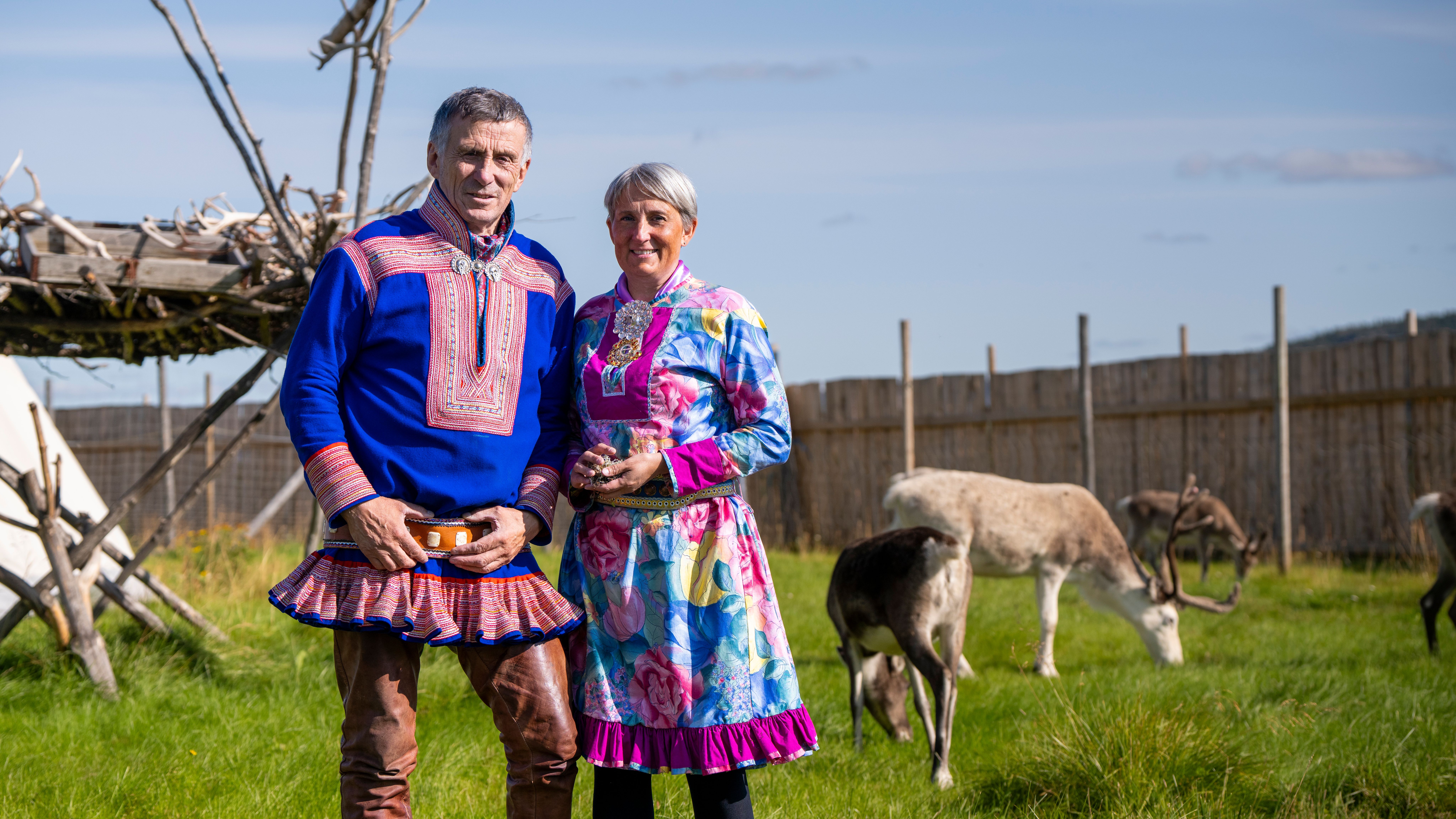 Nils Henrik Sara and his daughter Ann-Kristine Bongo at Sami Siida in Alta.
