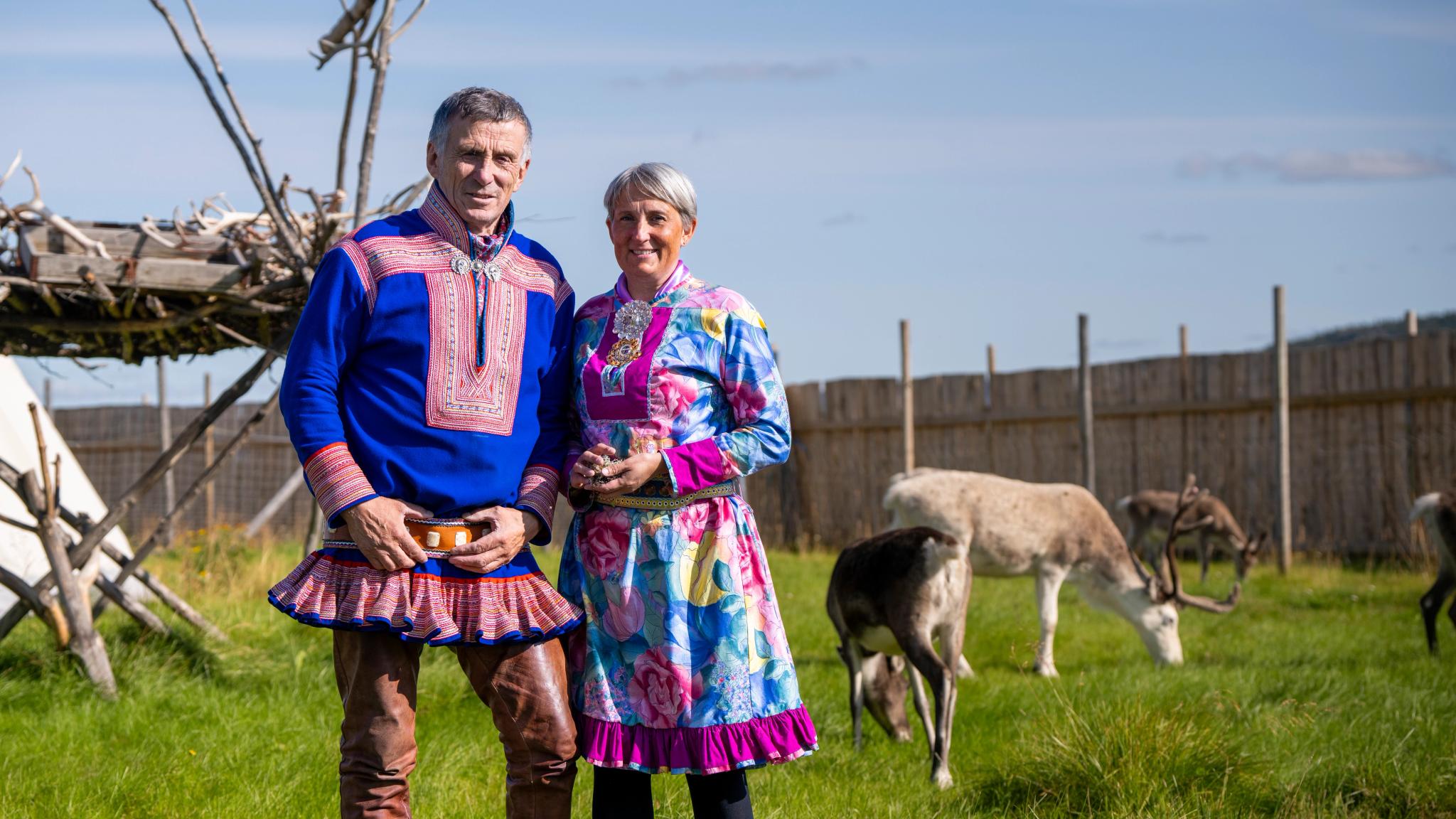 Nils Henrik Sara and his daughter Ann-Kristine Bongo at Sami Siida in Alta.