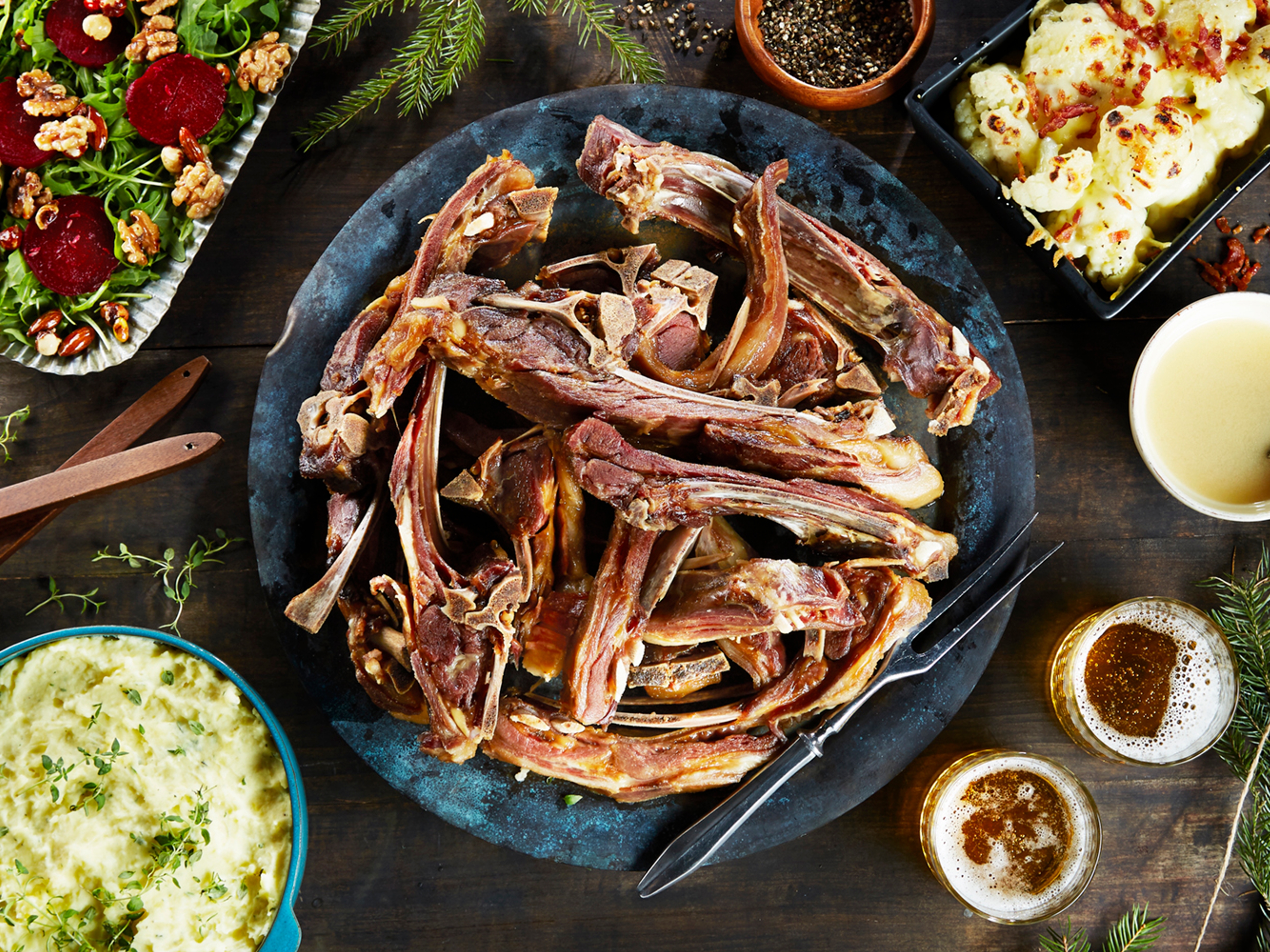 Pinnekjøtt on a plate.