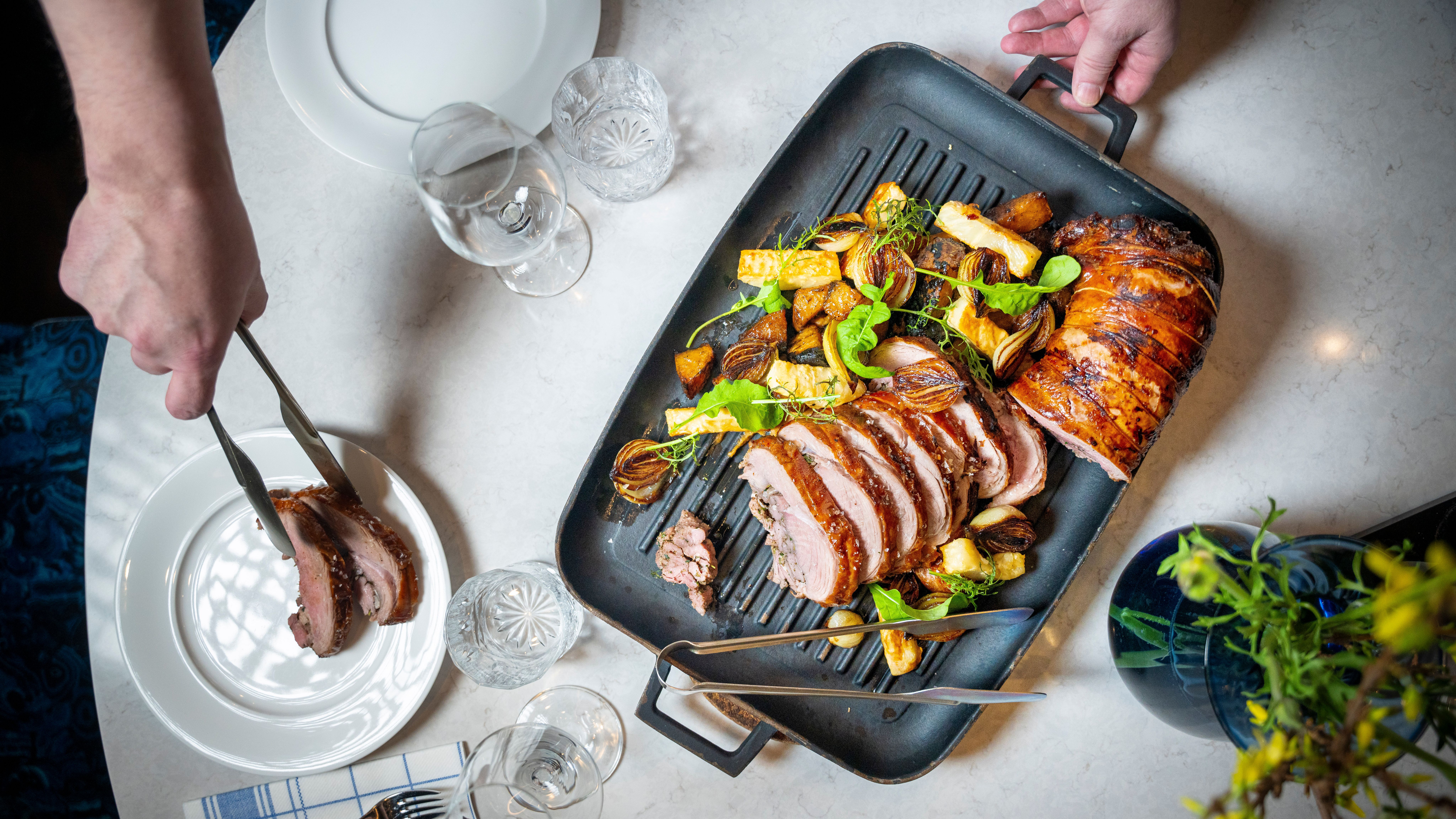 Lofot lamb servet on a silver plate