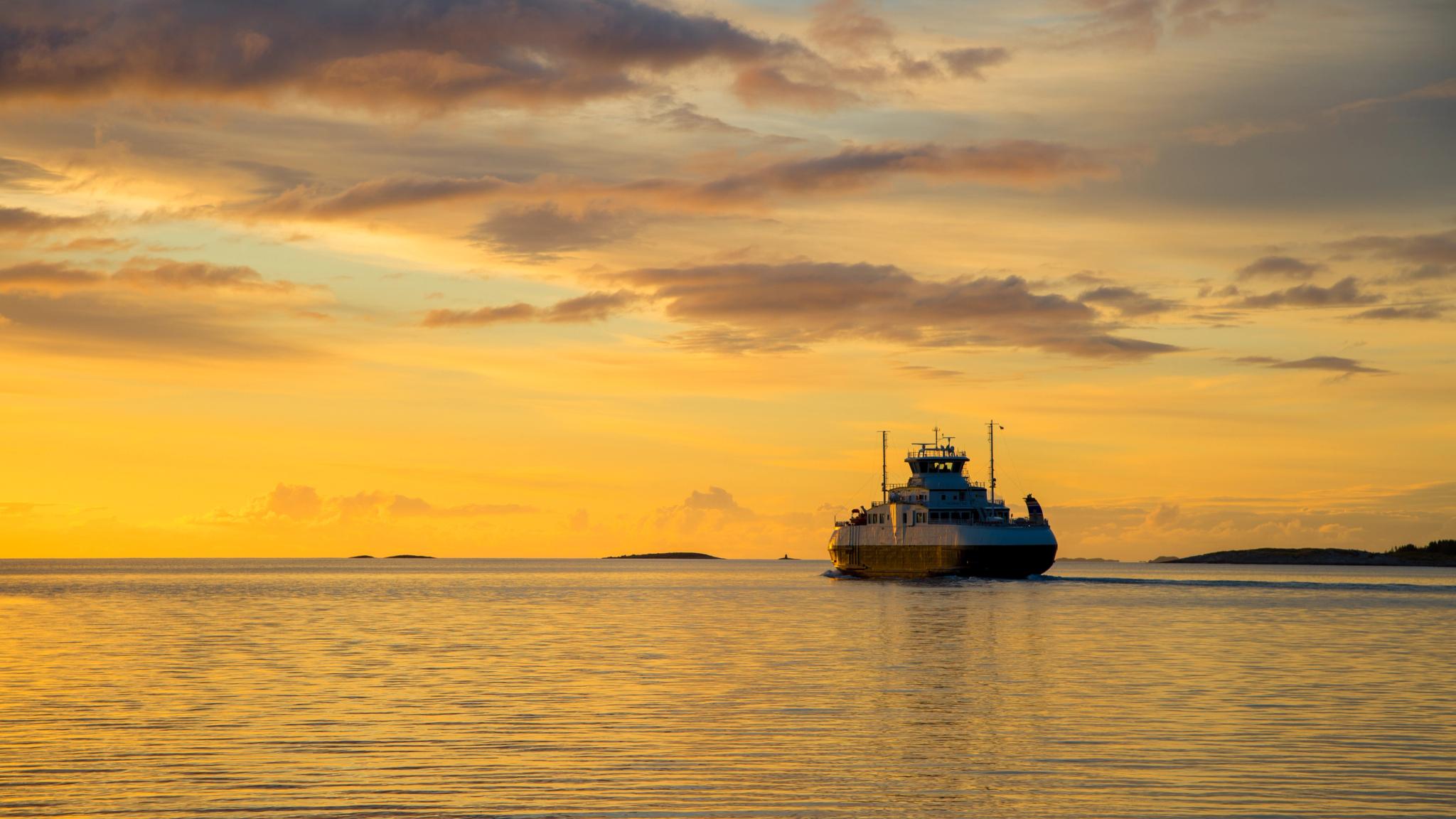 Ferry on the way from Brønnøy to Vega in Northern Norway