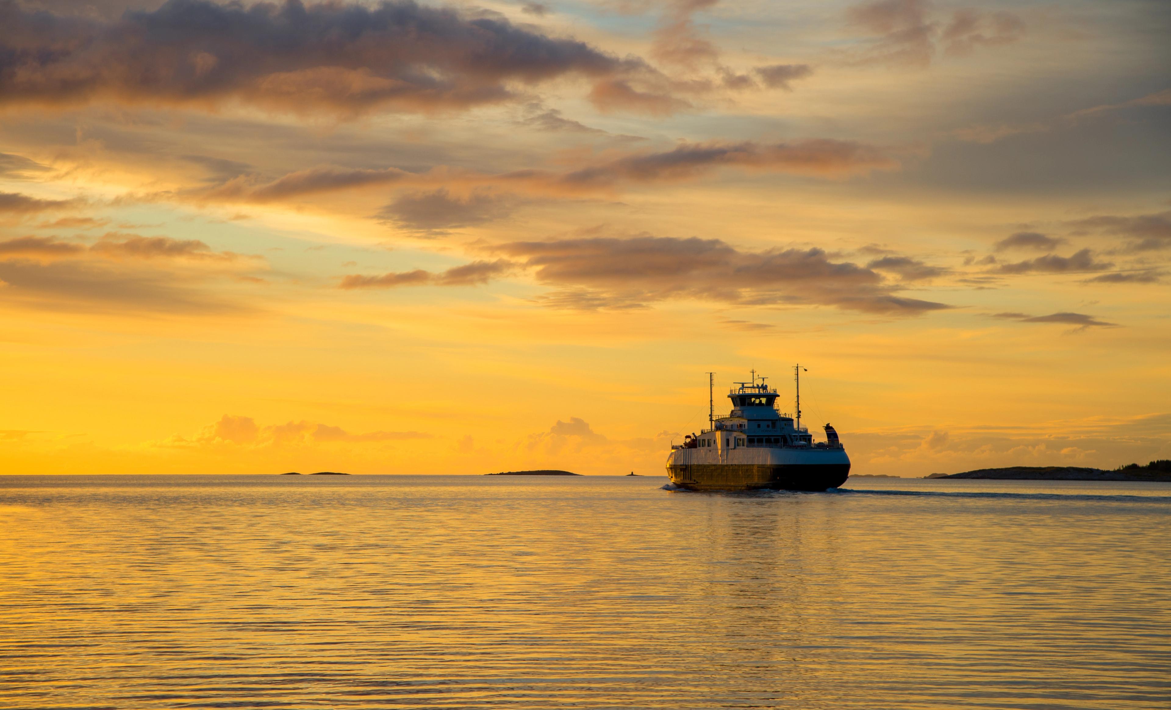 Ferry on the way from Brønnøy to Vega in Northern Norway