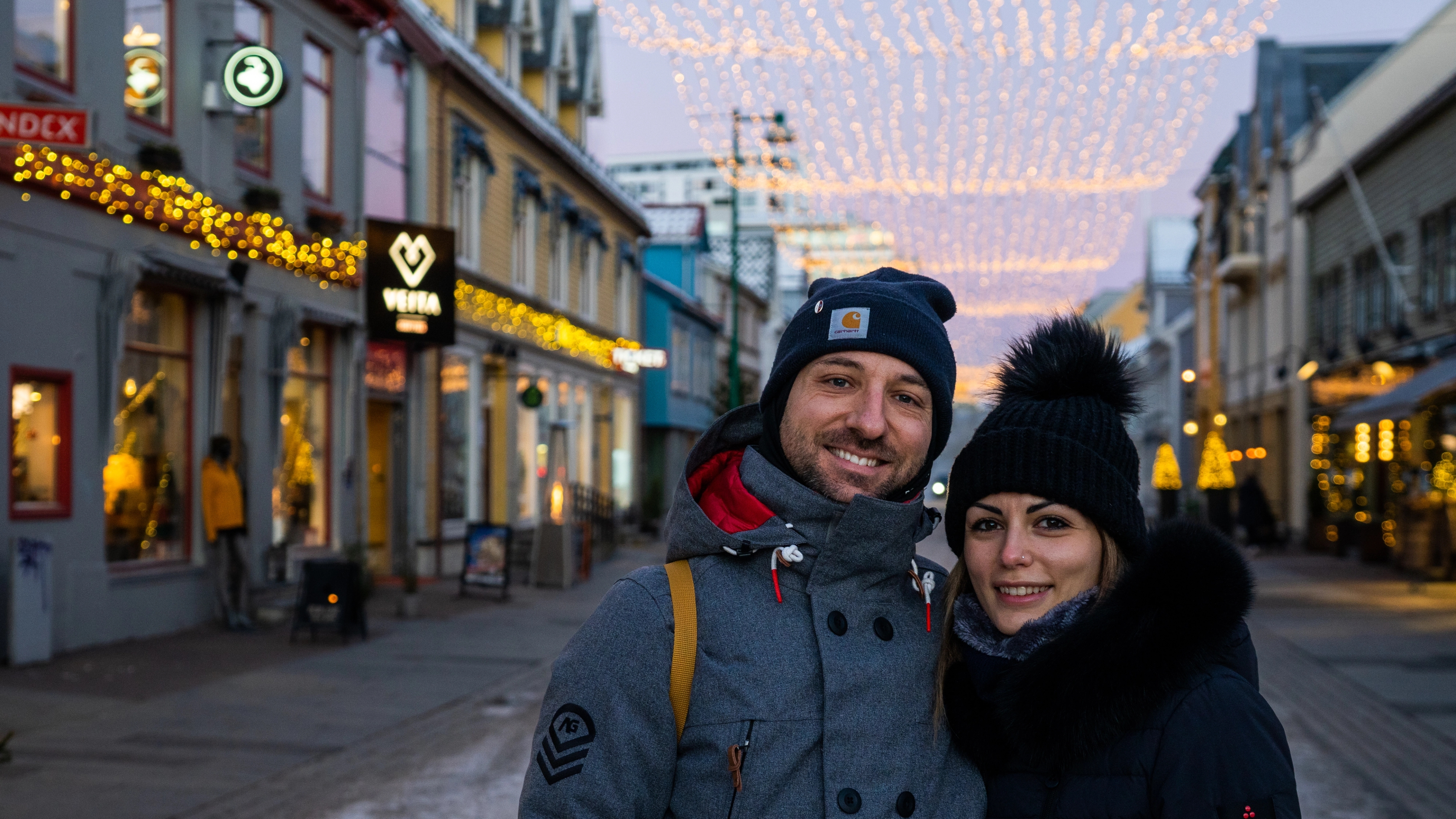Tourists in Tromsø at Christmas time