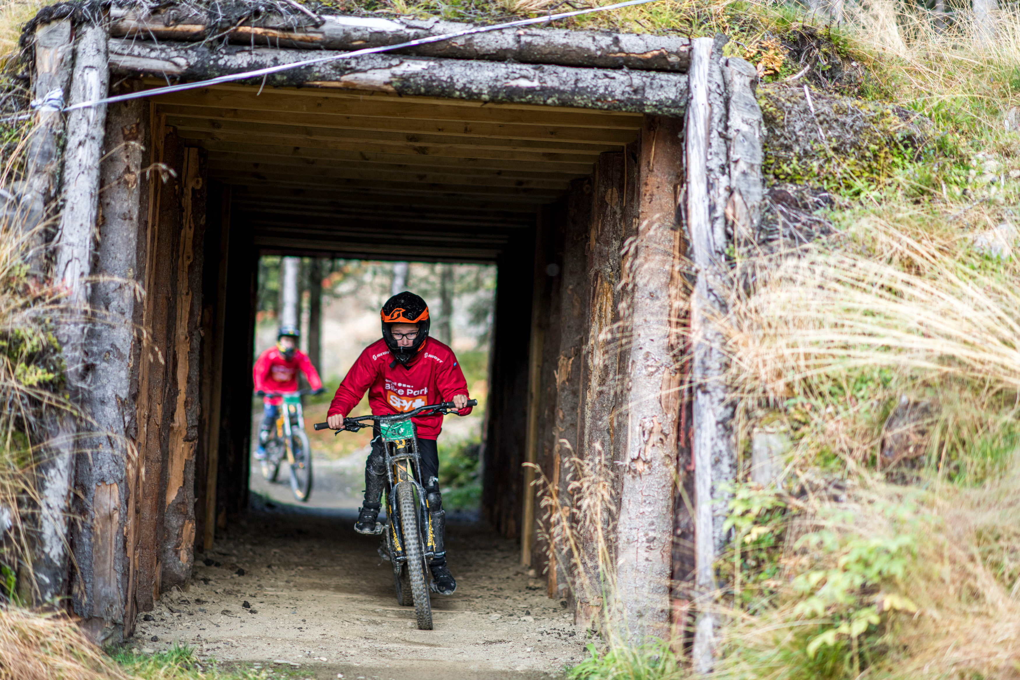 A teen biking at Hafjell Bike Park, Norway
