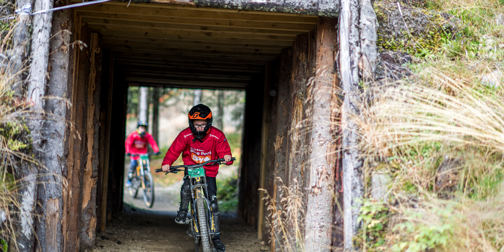 A teen biking at Hafjell Bike Park, Norway