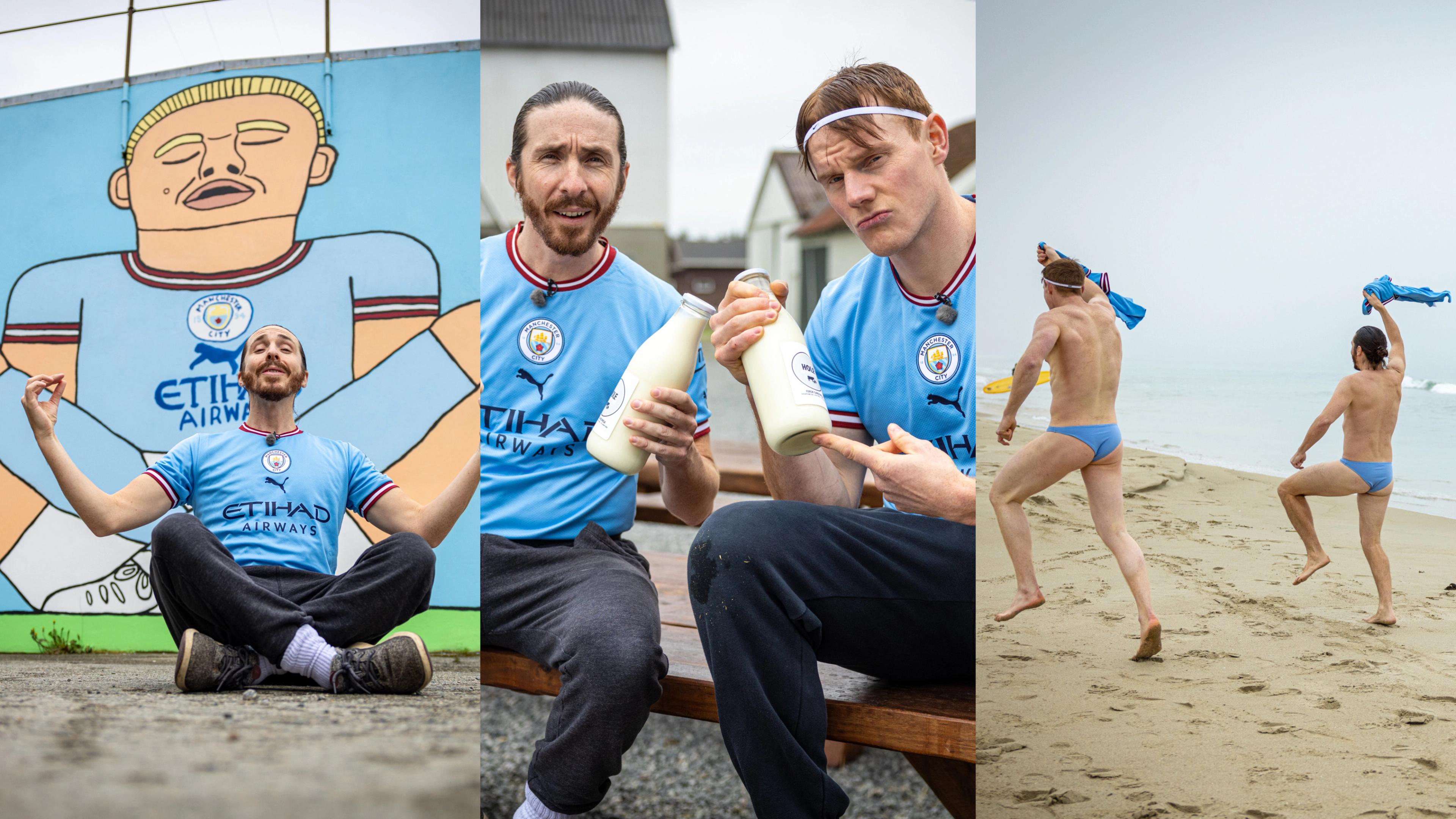 Collage of Erling Braut Haaland fans visiting Bryne in Jæren, Fjord Norway