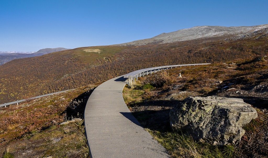 Walk path through barren mountains