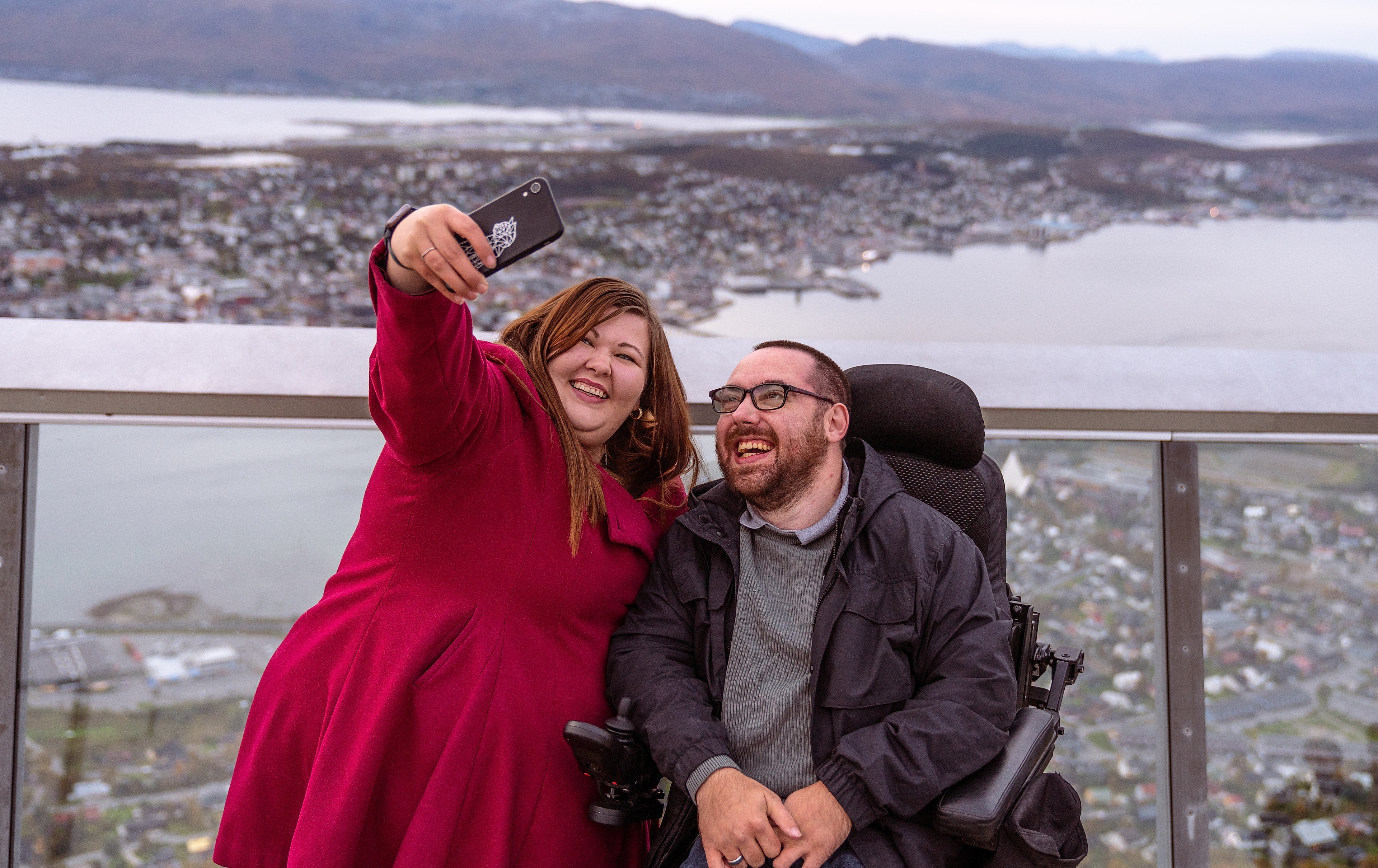Couple taking a selfie in Tromsø