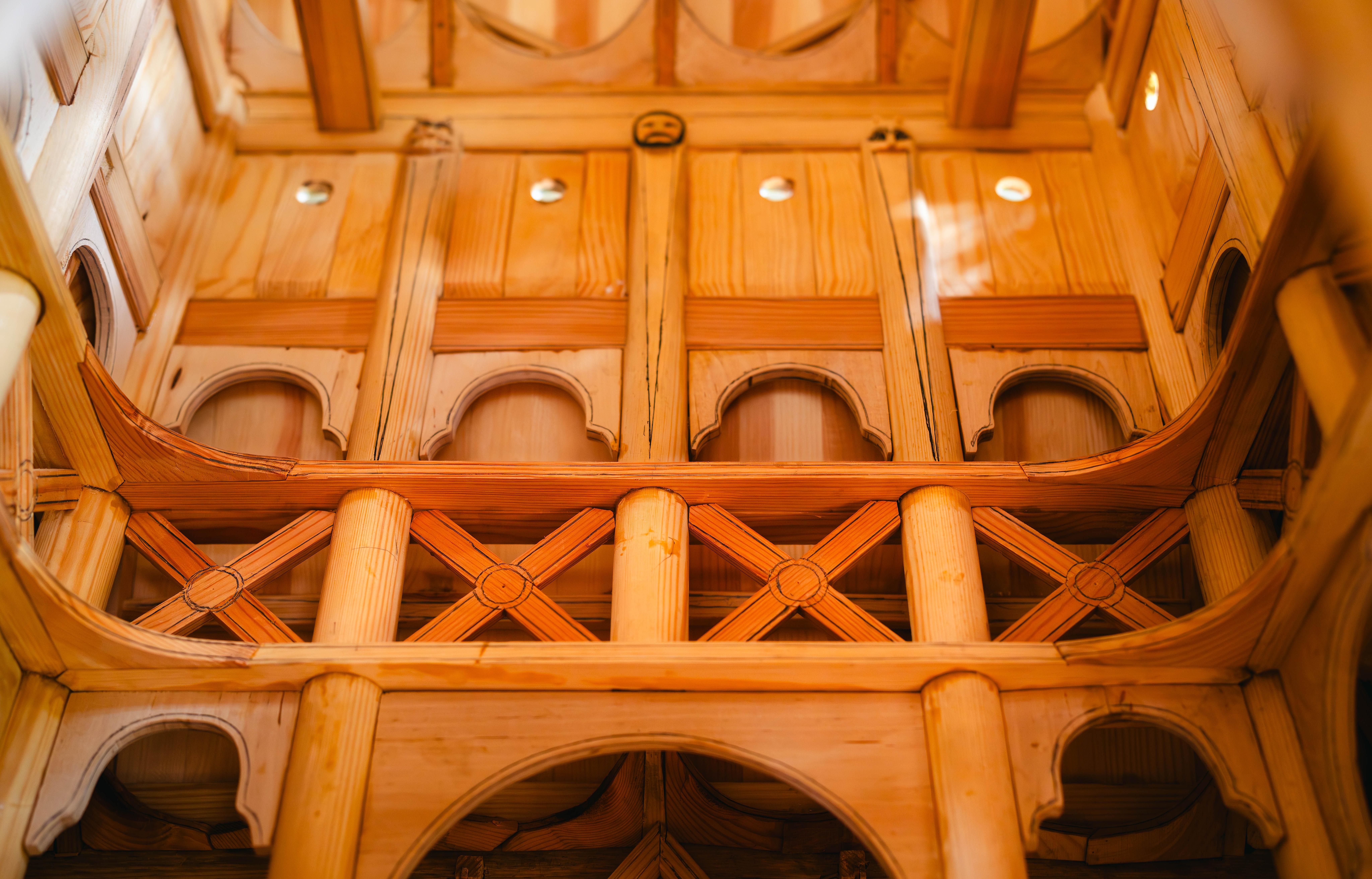 Inside the model of Setesdal stave church