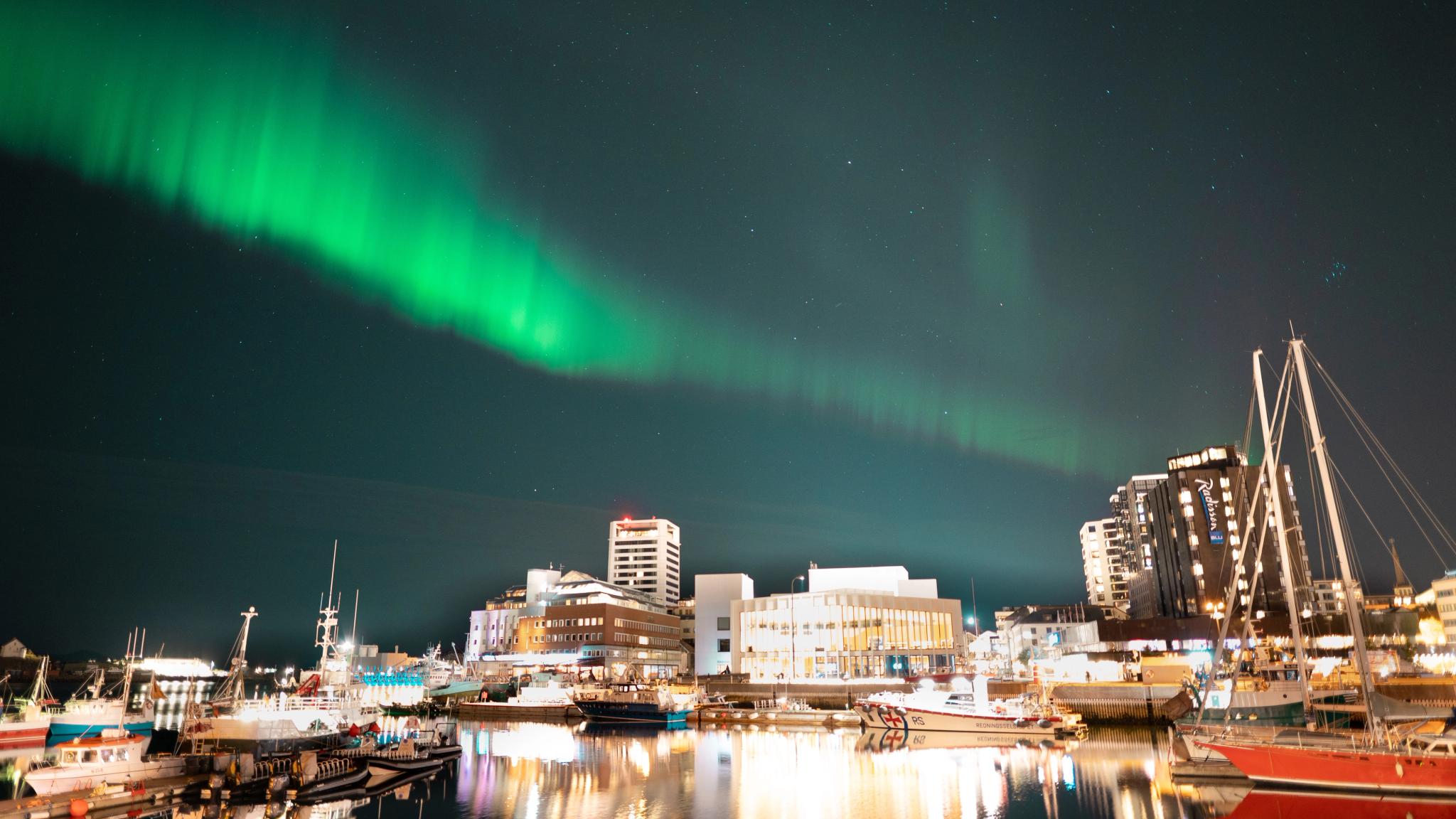 Northern lights above Bodø in Northern Norway