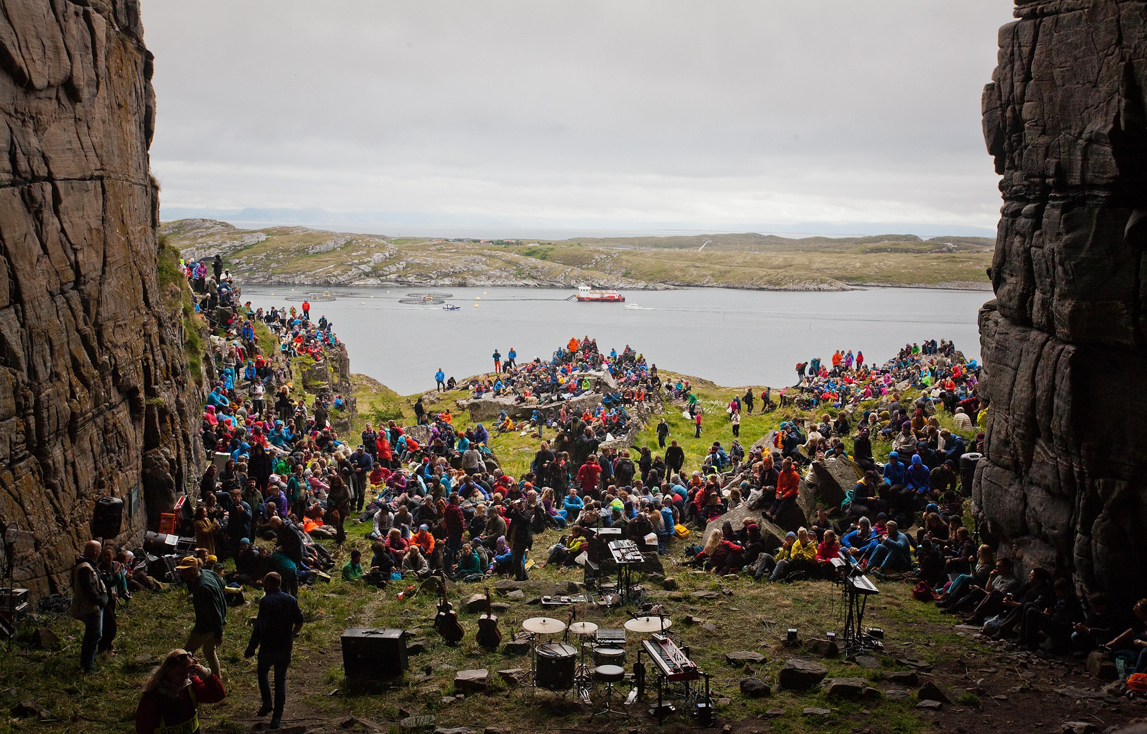 Crowd watching a concert at Trænafestivalen, Helgeland, Northern Norway
