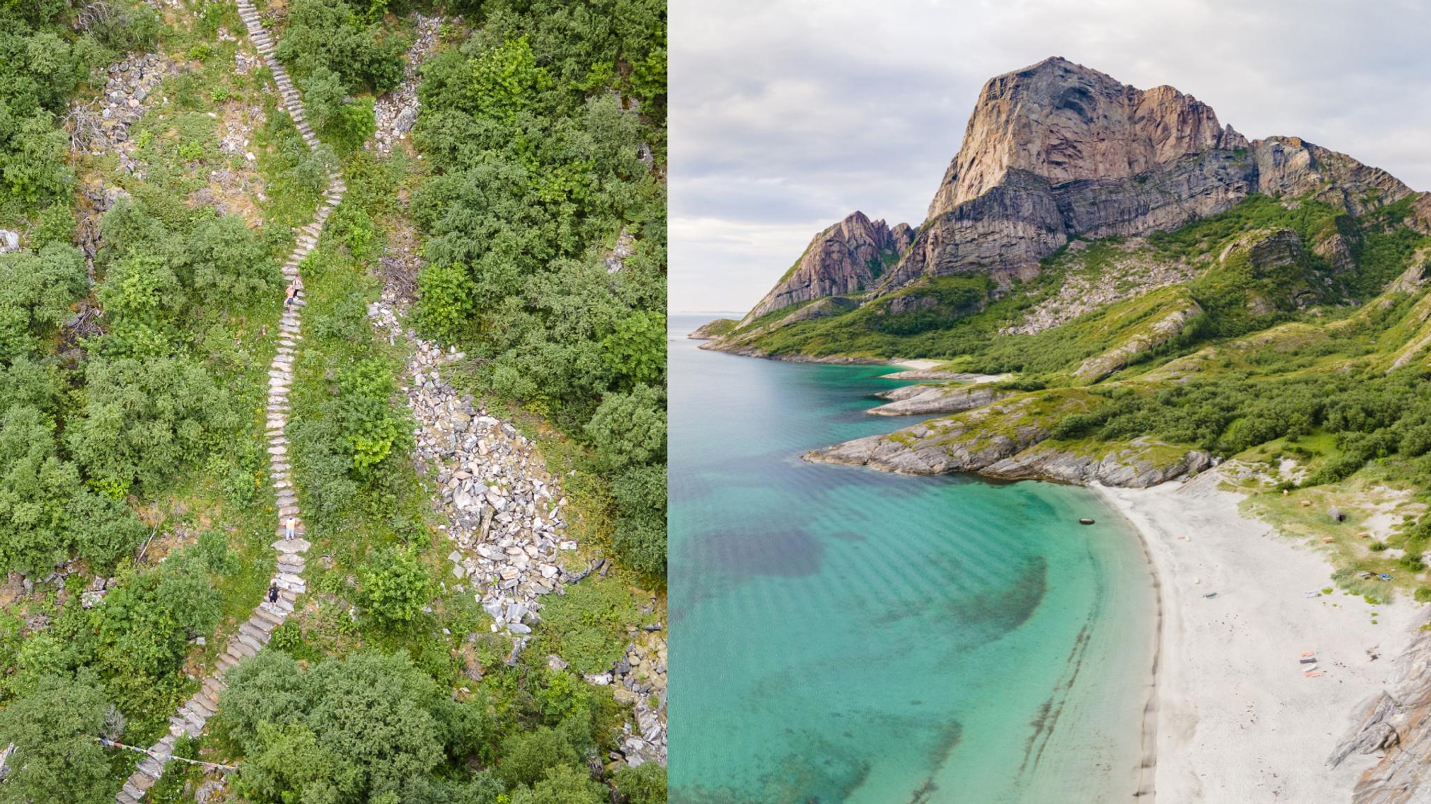 Sherpa stairs in Rødøyløva in Rødøy, Northern Norway