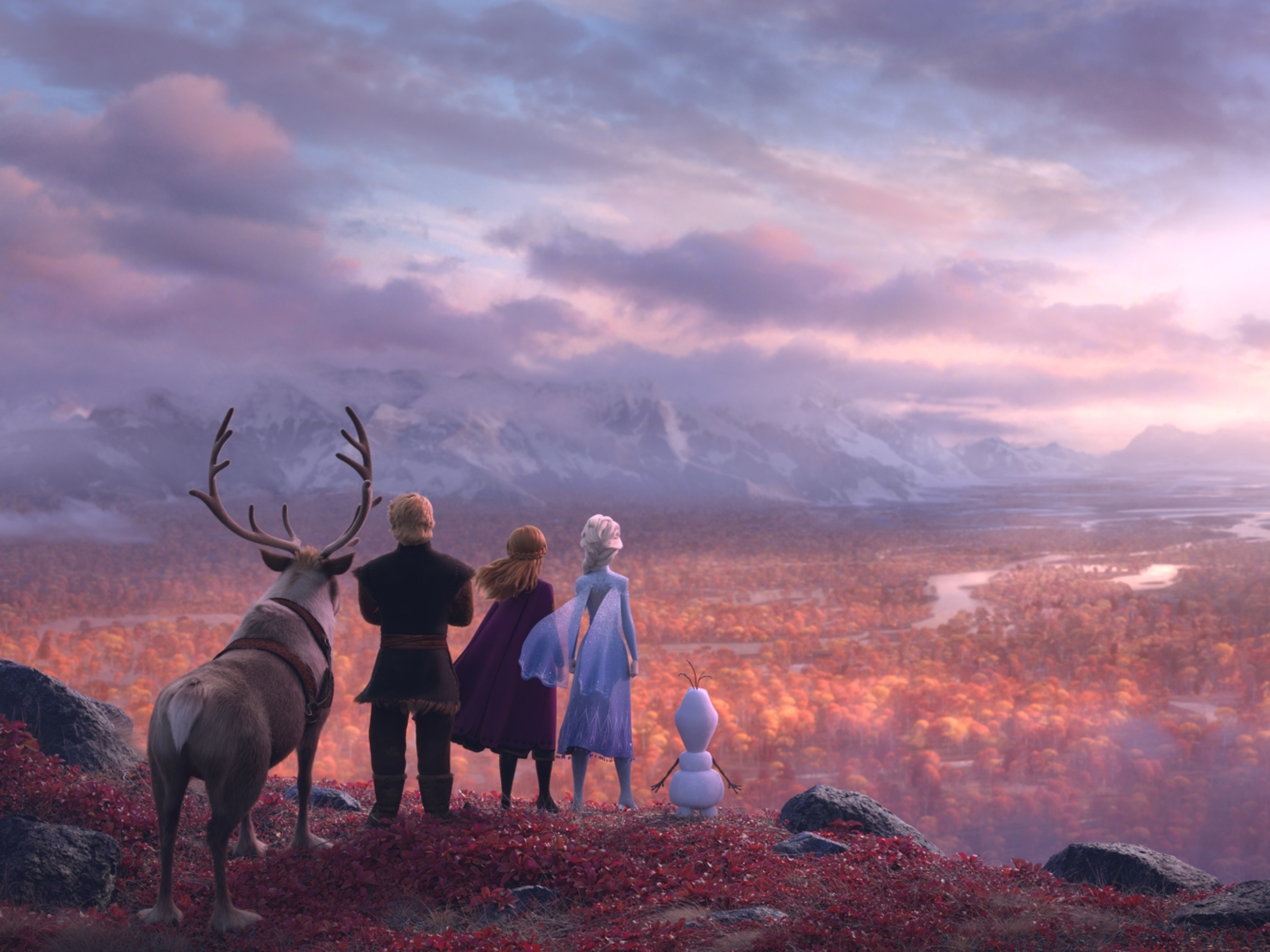 The main characters in Disney’s Frozen 2 looking at a fjord