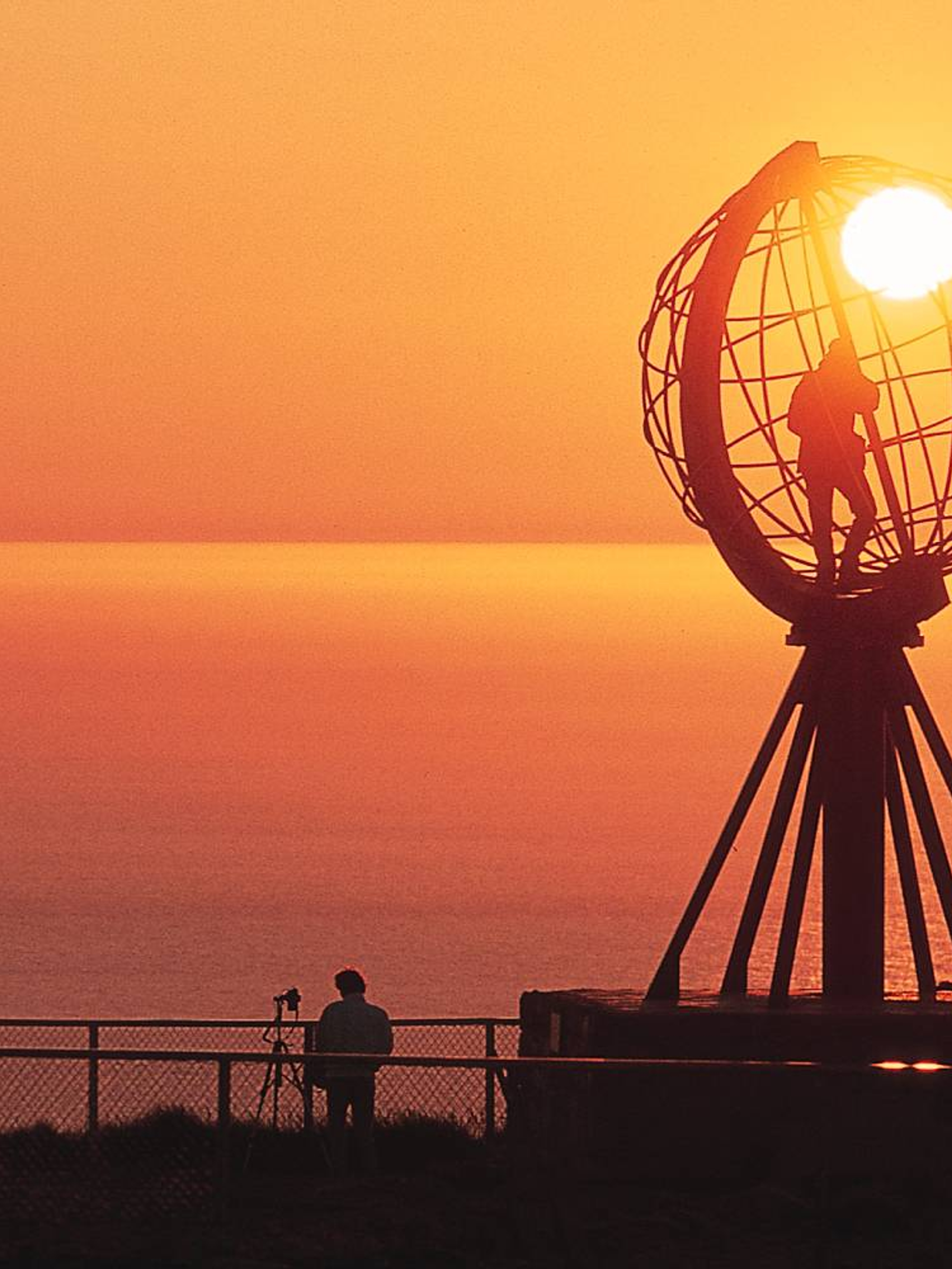 The midnight sun shining over the North Cape