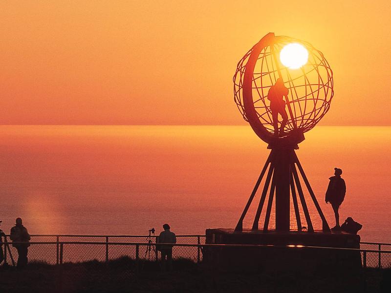 The midnight sun shining over the North Cape