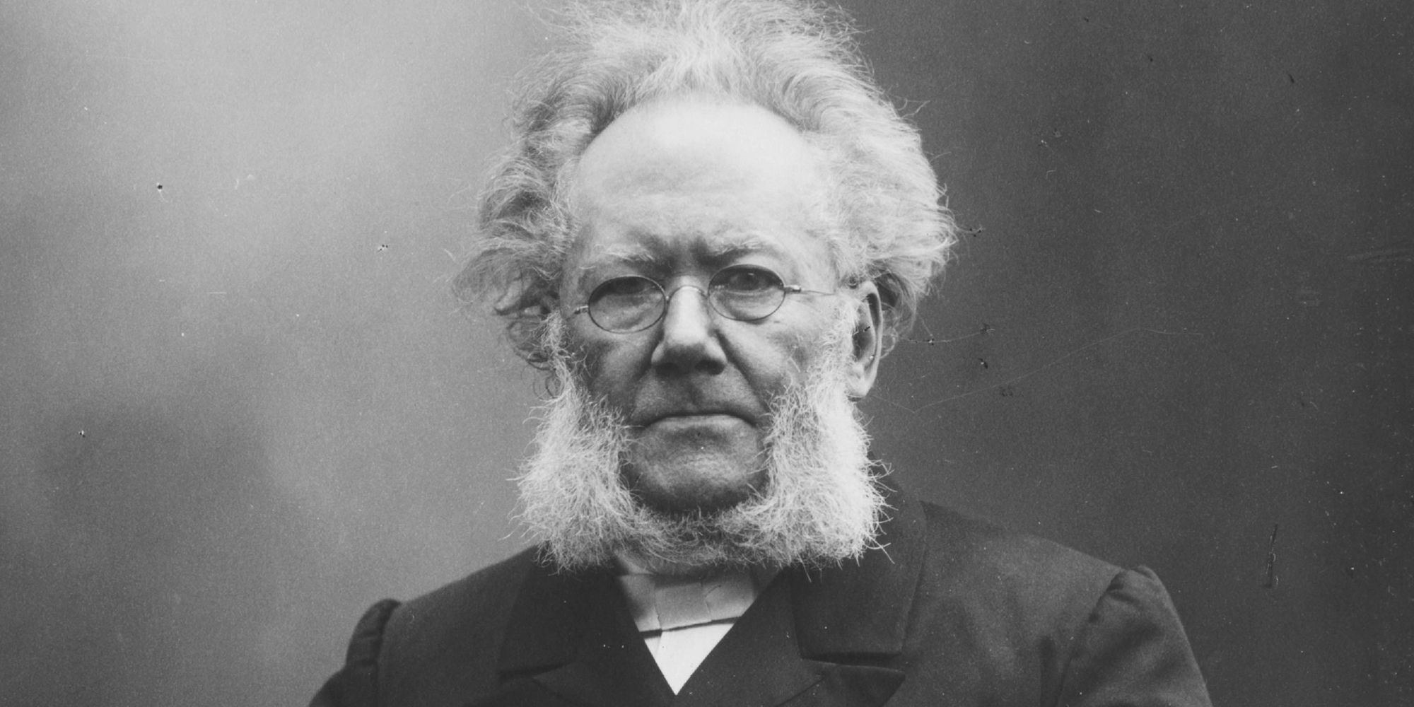 The Norwegian playwright and poet Henrik Ibsen. Black and white photo.