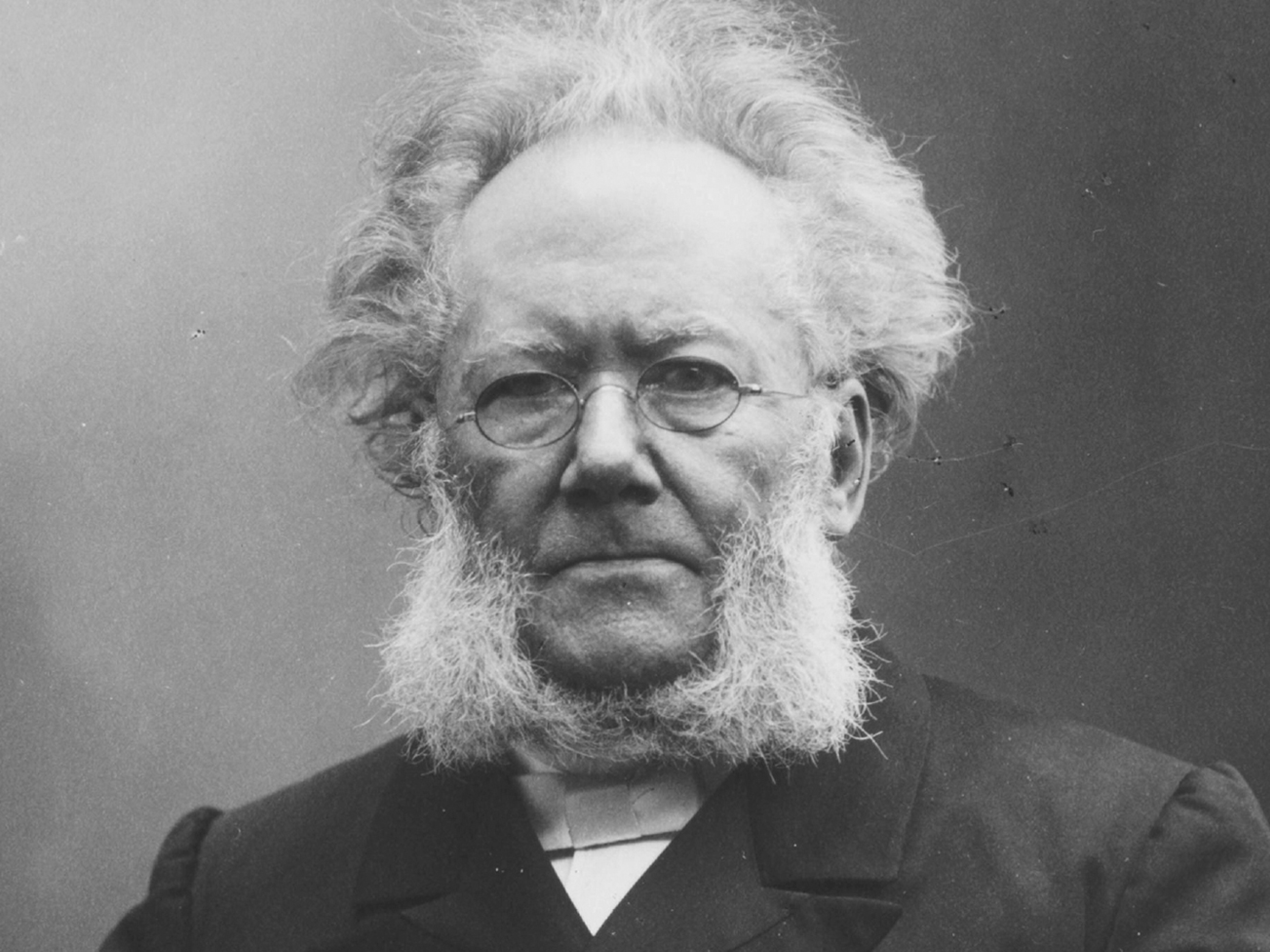 The Norwegian playwright and poet Henrik Ibsen. Black and white photo.