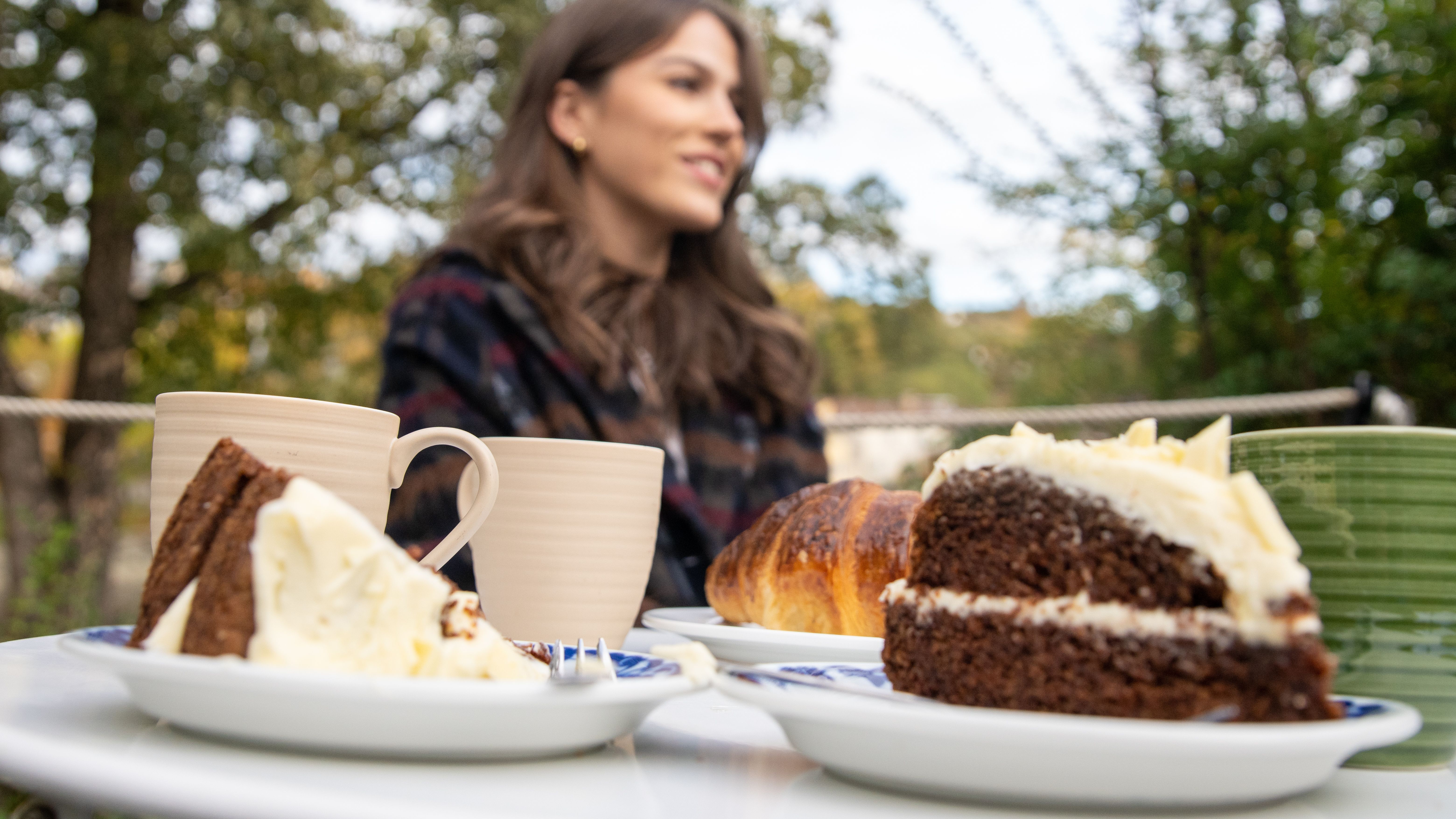Pastries from Streif Bakery and Café at a table in the cafe garden