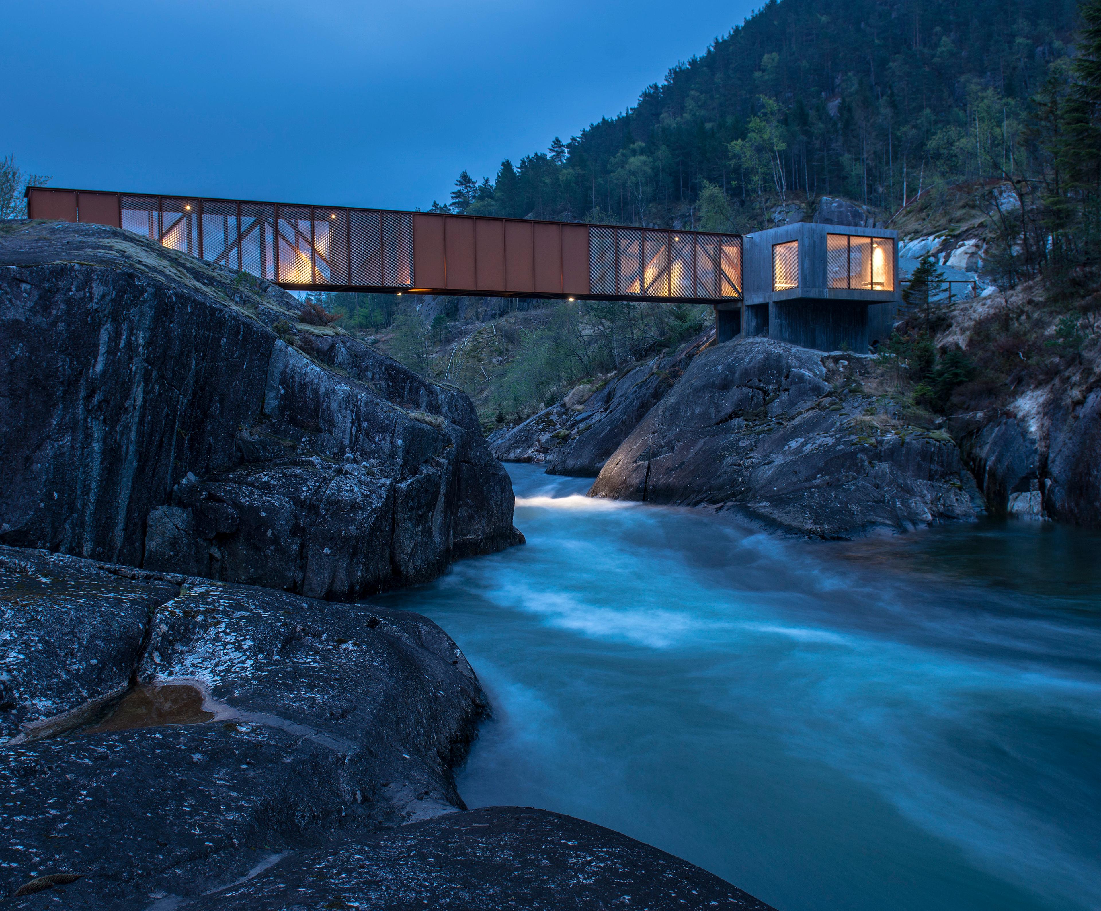 Høse bridge at Norwegian Scenic Route Ryfylke in Fjord Norway