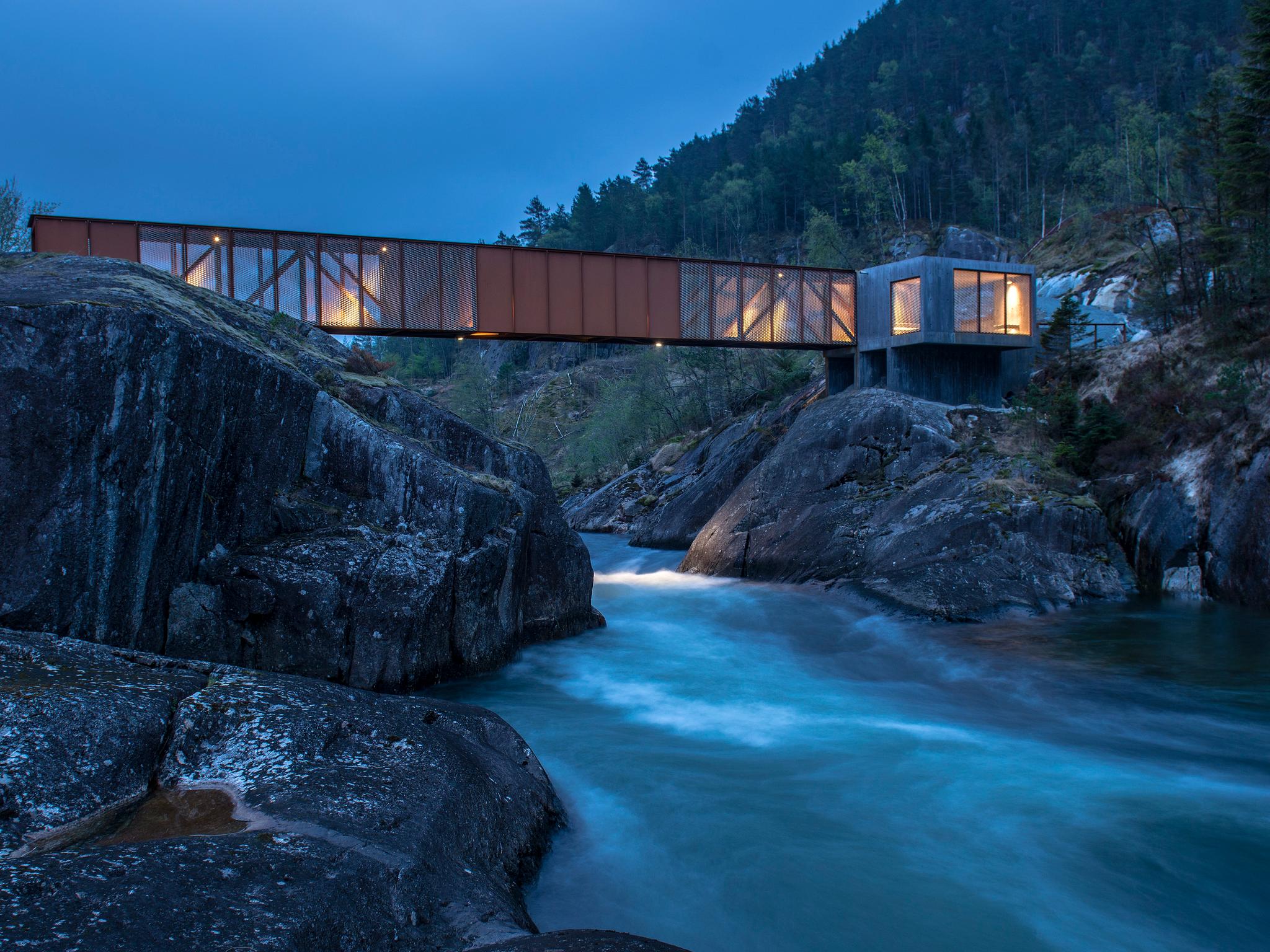 Høse bridge at Norwegian Scenic Route Ryfylke in Fjord Norway