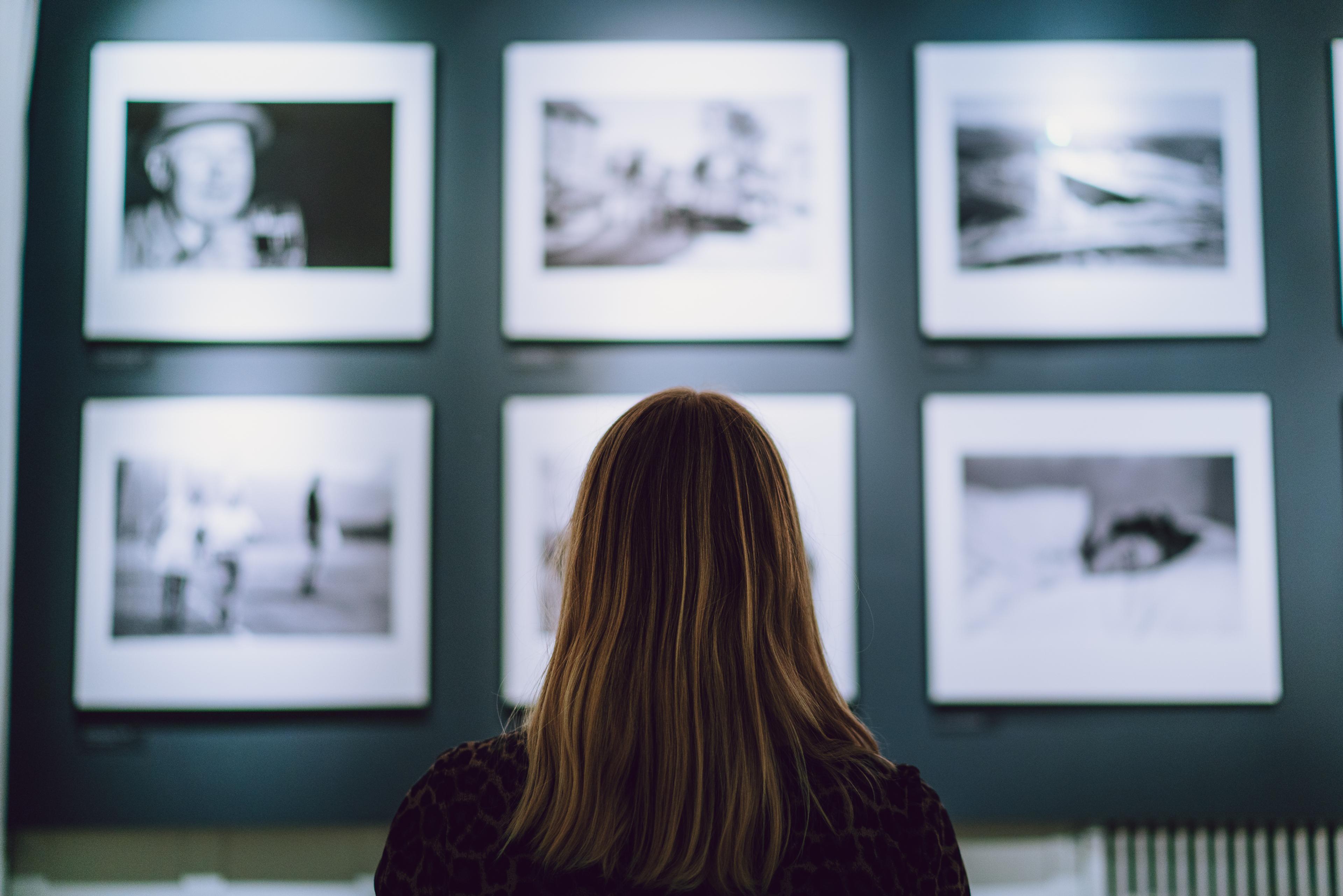 Woman looking at art at Perspektivet museum in Tromsø, Northern Norway
