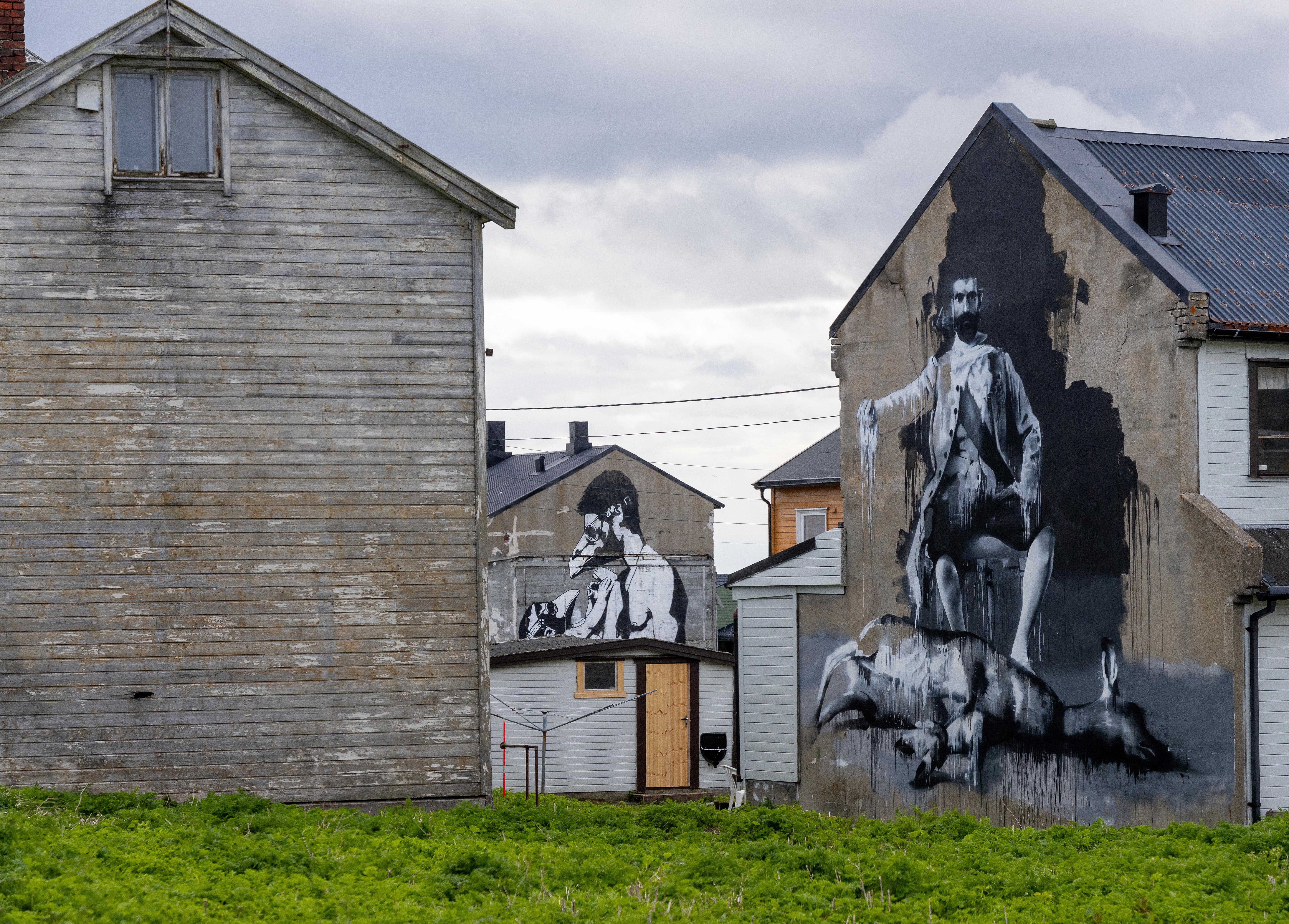 Street art in Vardø by Pøbel and Connor Harrington, Northern Norway