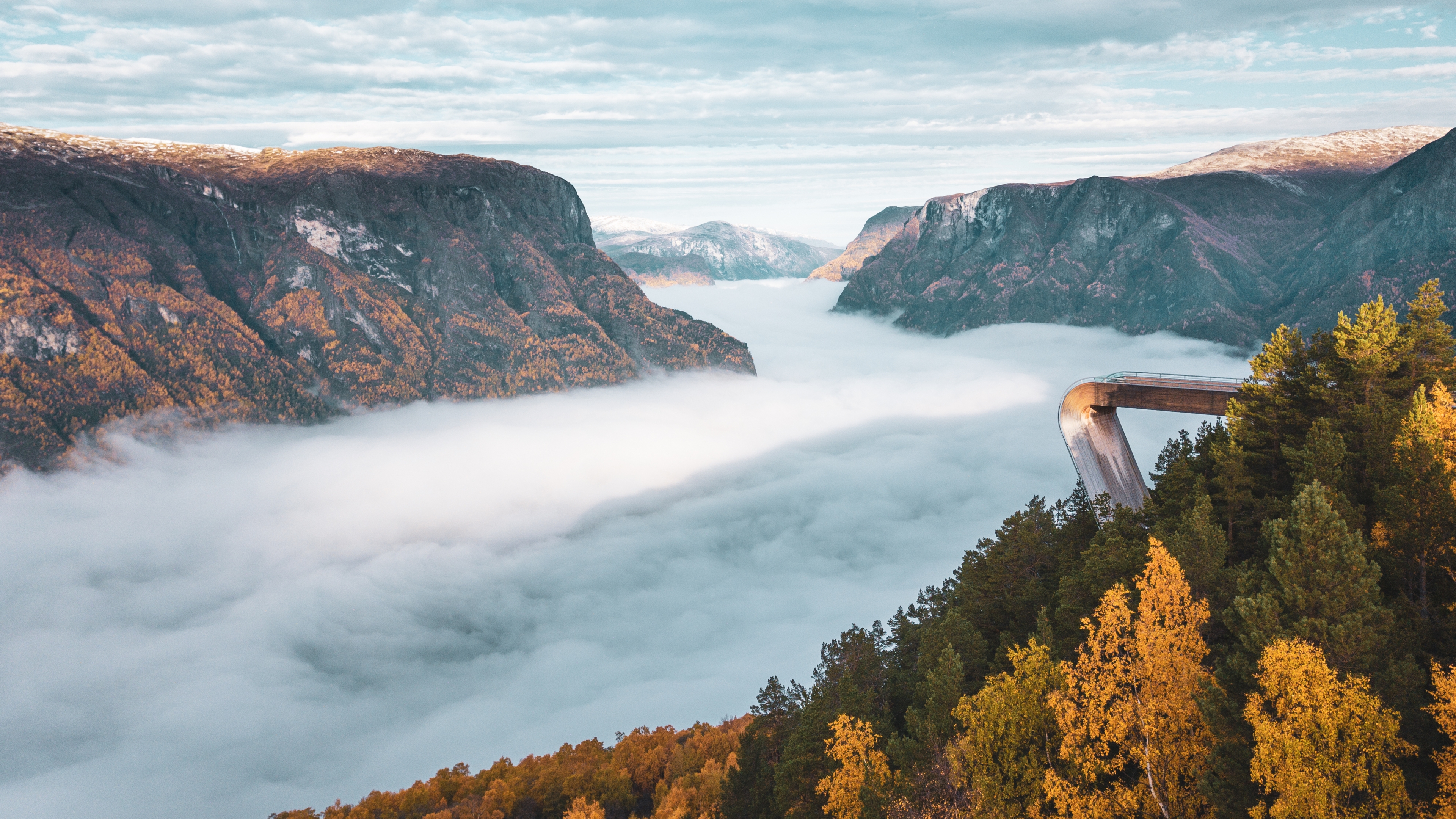The Stegastein viewpoint by National Scenic route Aurandsfjellet in the Sognefjord area of Fjord Norway