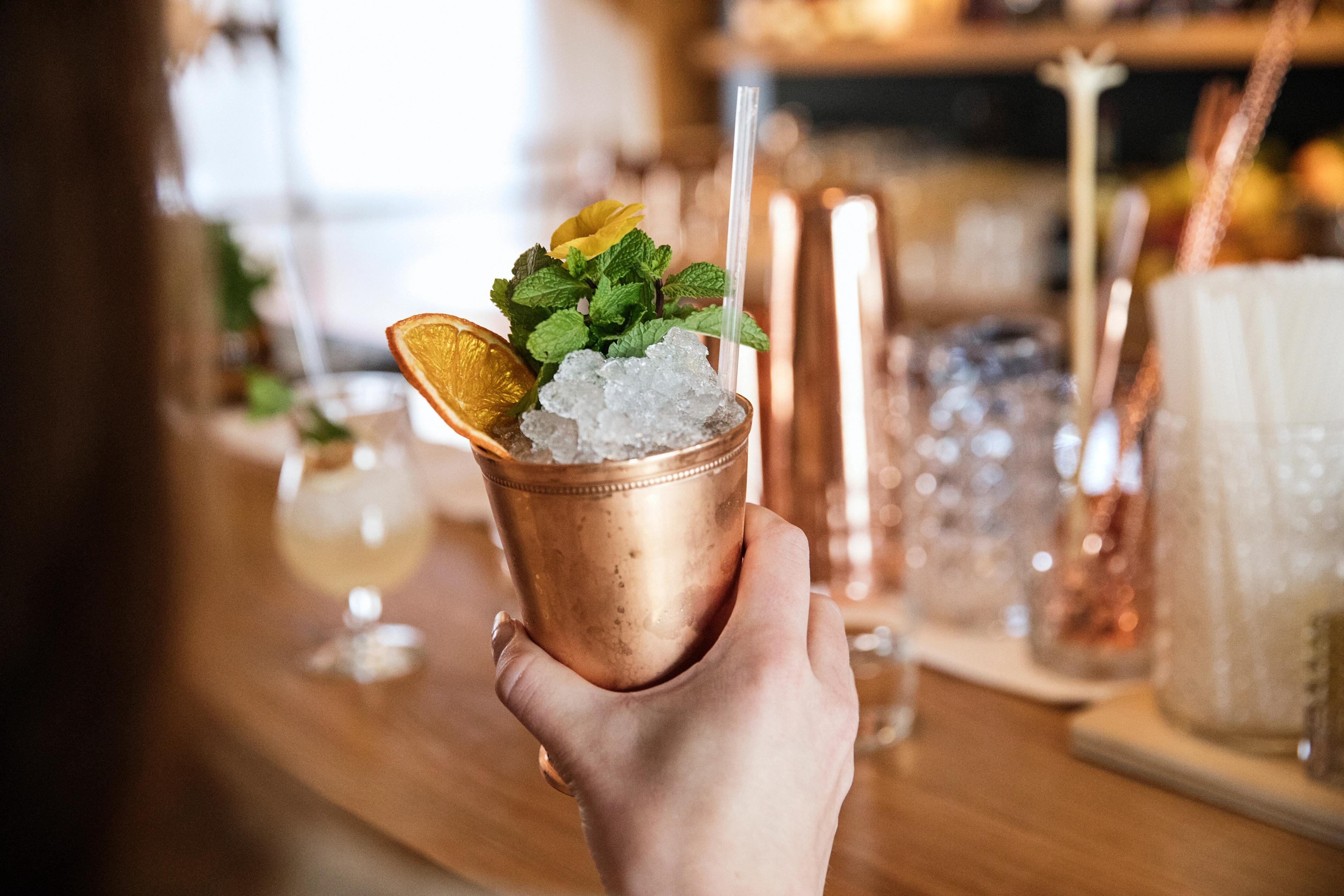 Drink at Bro restaurant, Ålesund, Fjord Norway