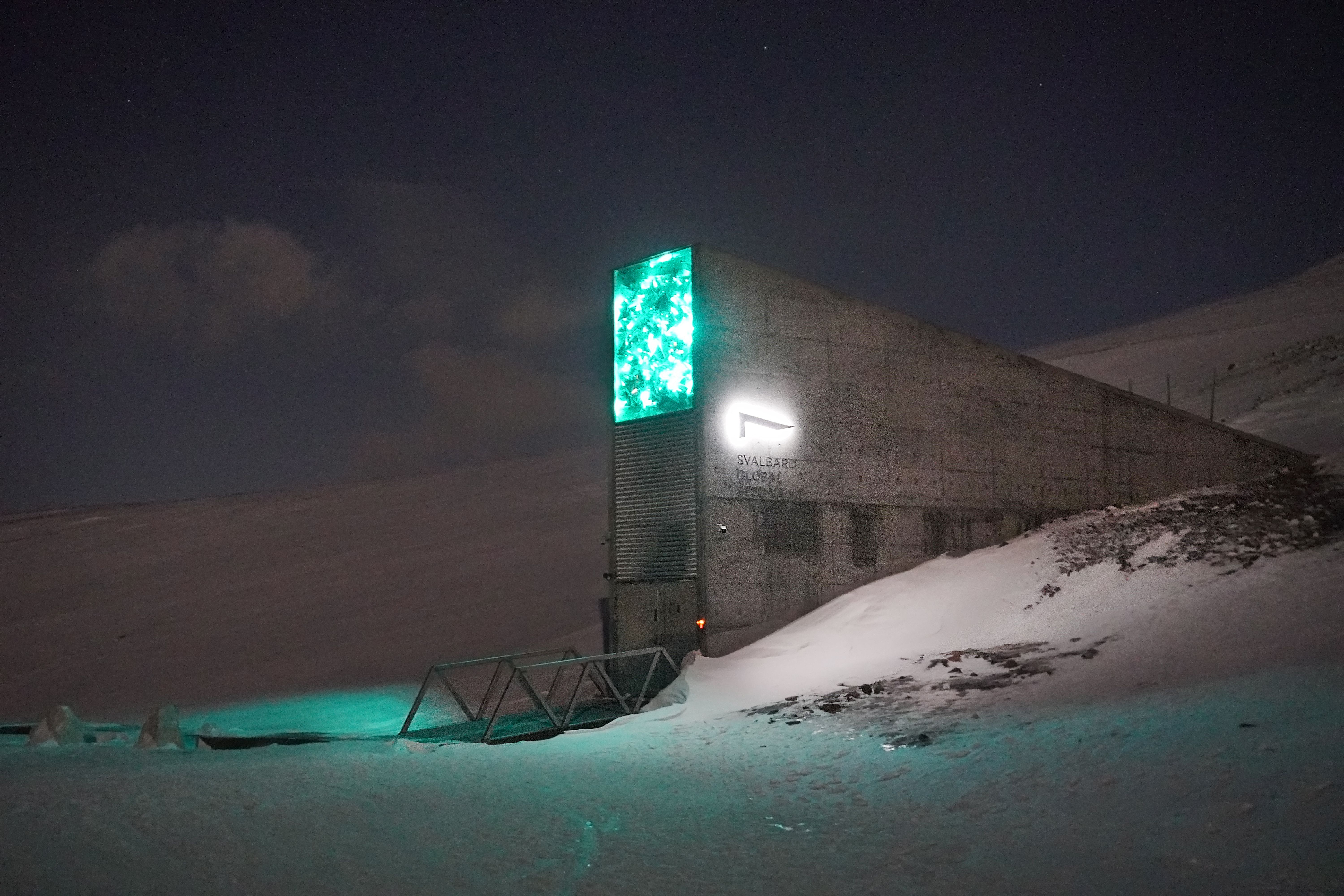 Seed vault in snow covered Svalbard