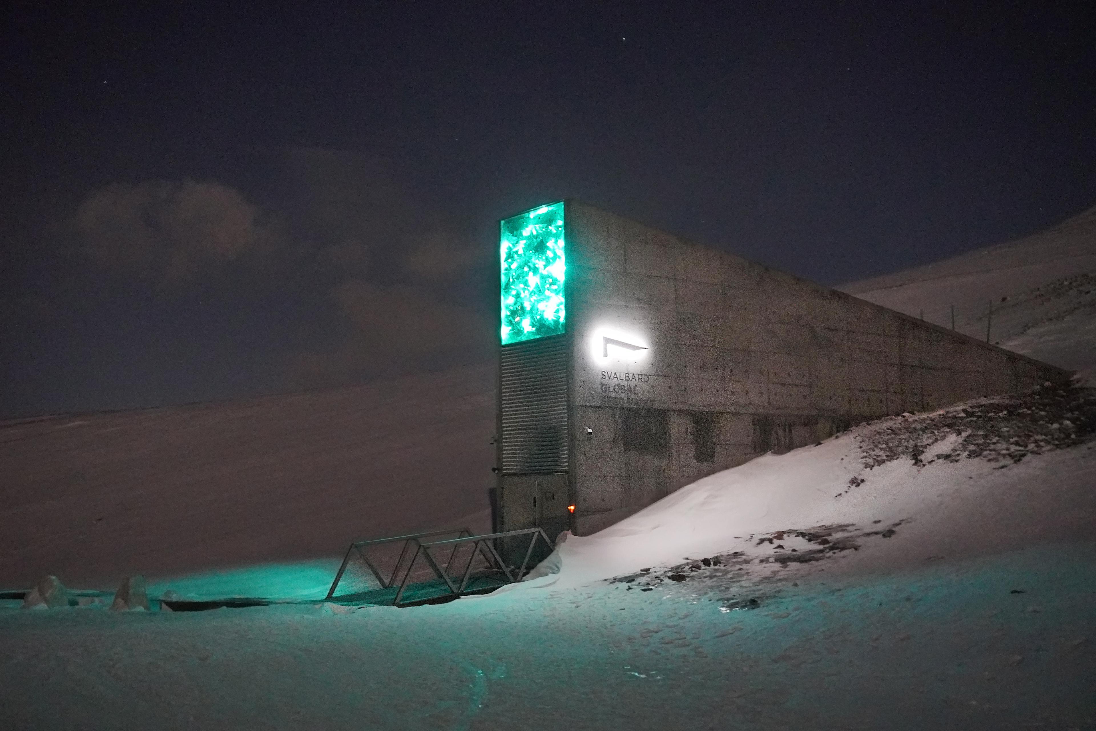 Seed vault in snow covered Svalbard