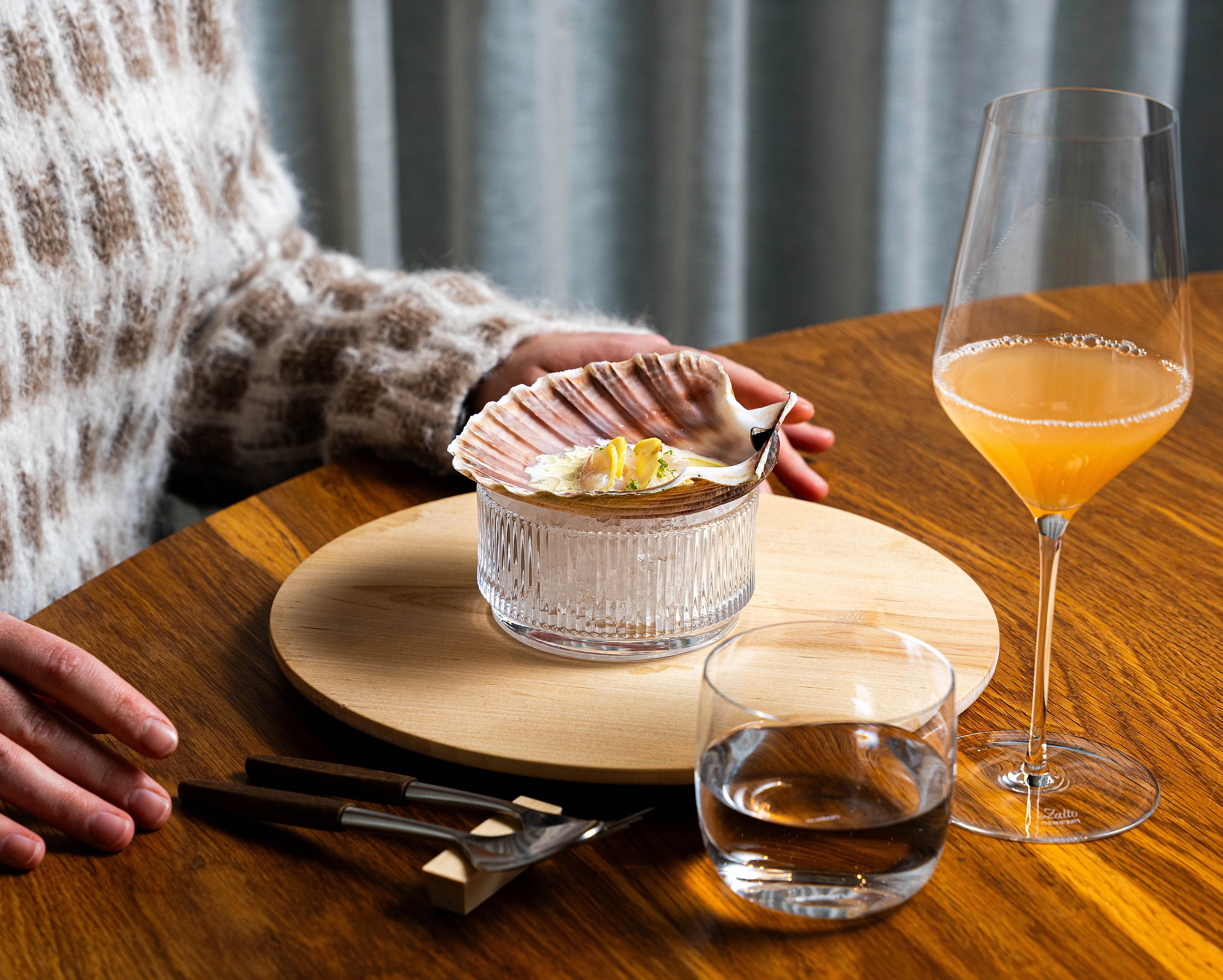 Scallop and chestnut served at the Credo restaurant at The National Library in Oslo.