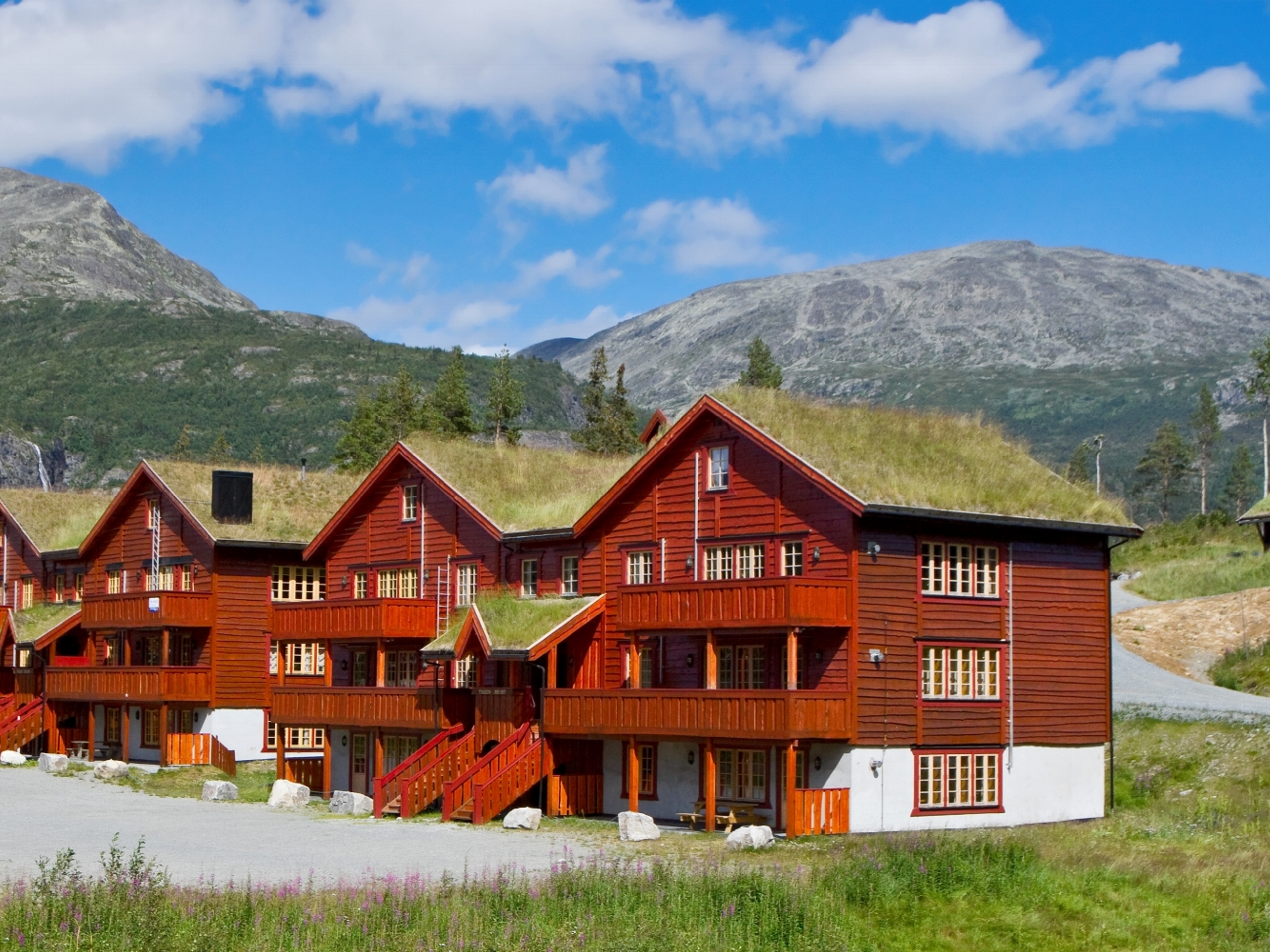 Apartment buildings in Hemsedal, Norway