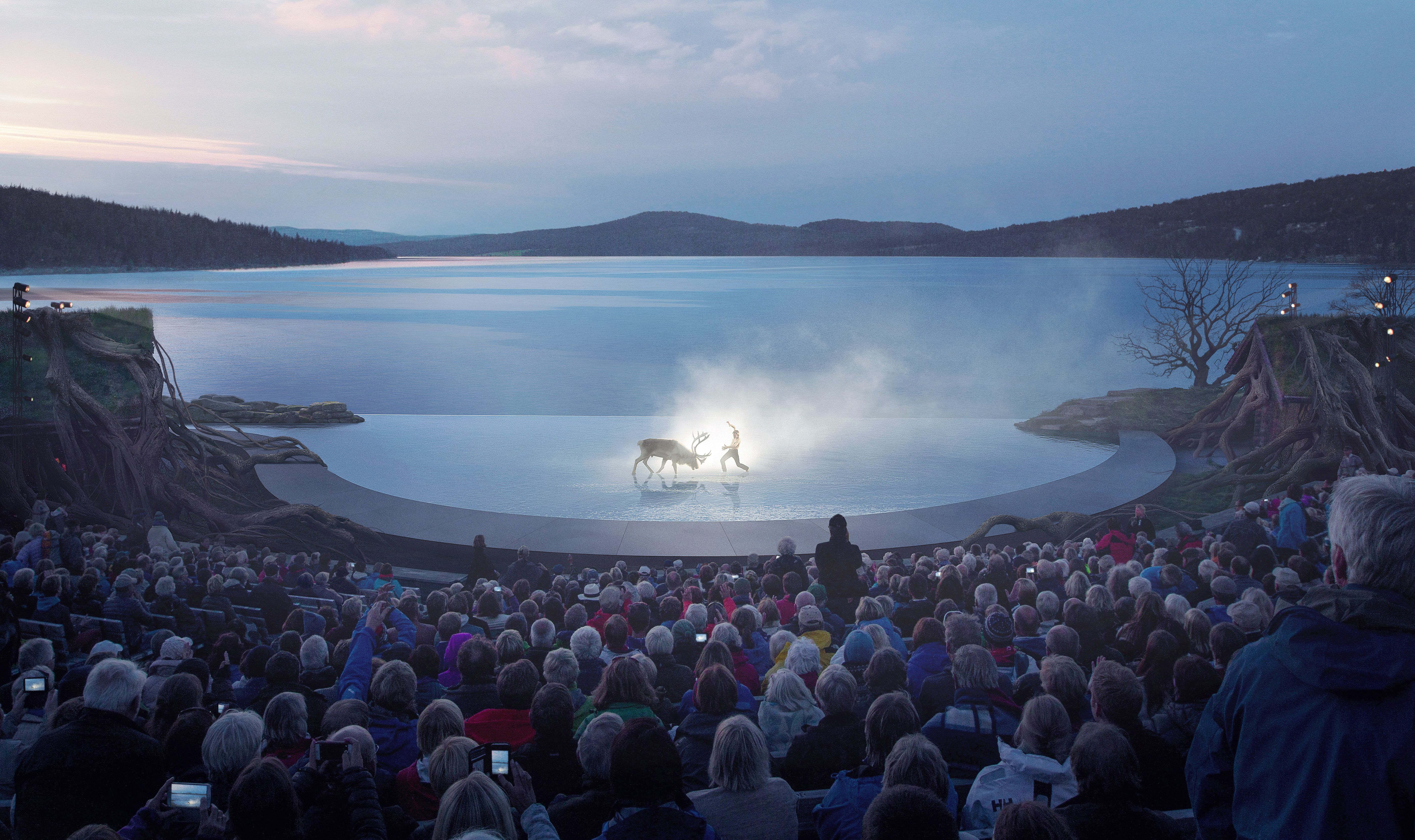 View from the crowd on the stage of the Peer Gynt Festival, Gålå, Eastern Norway