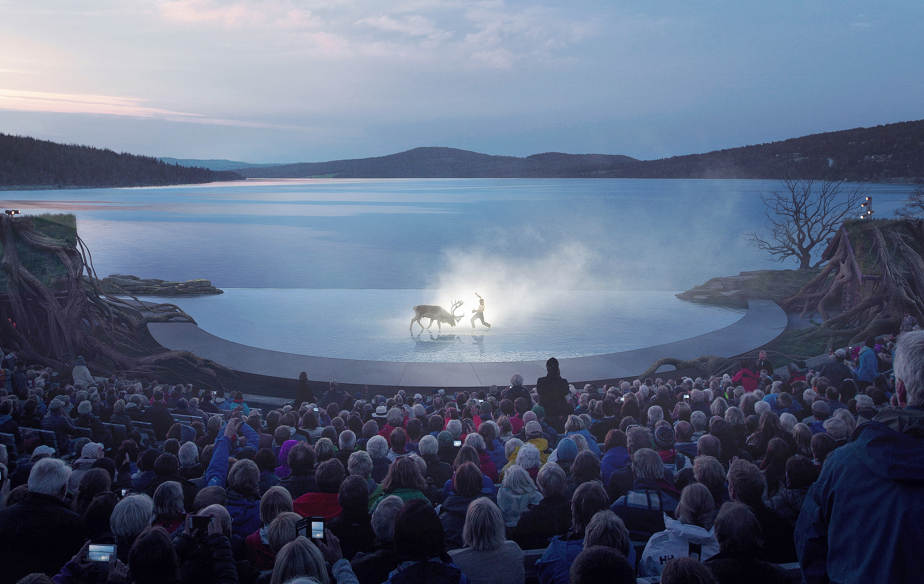 View from the crowd on the stage of the Peer Gynt Festival, Gålå, Eastern Norway
