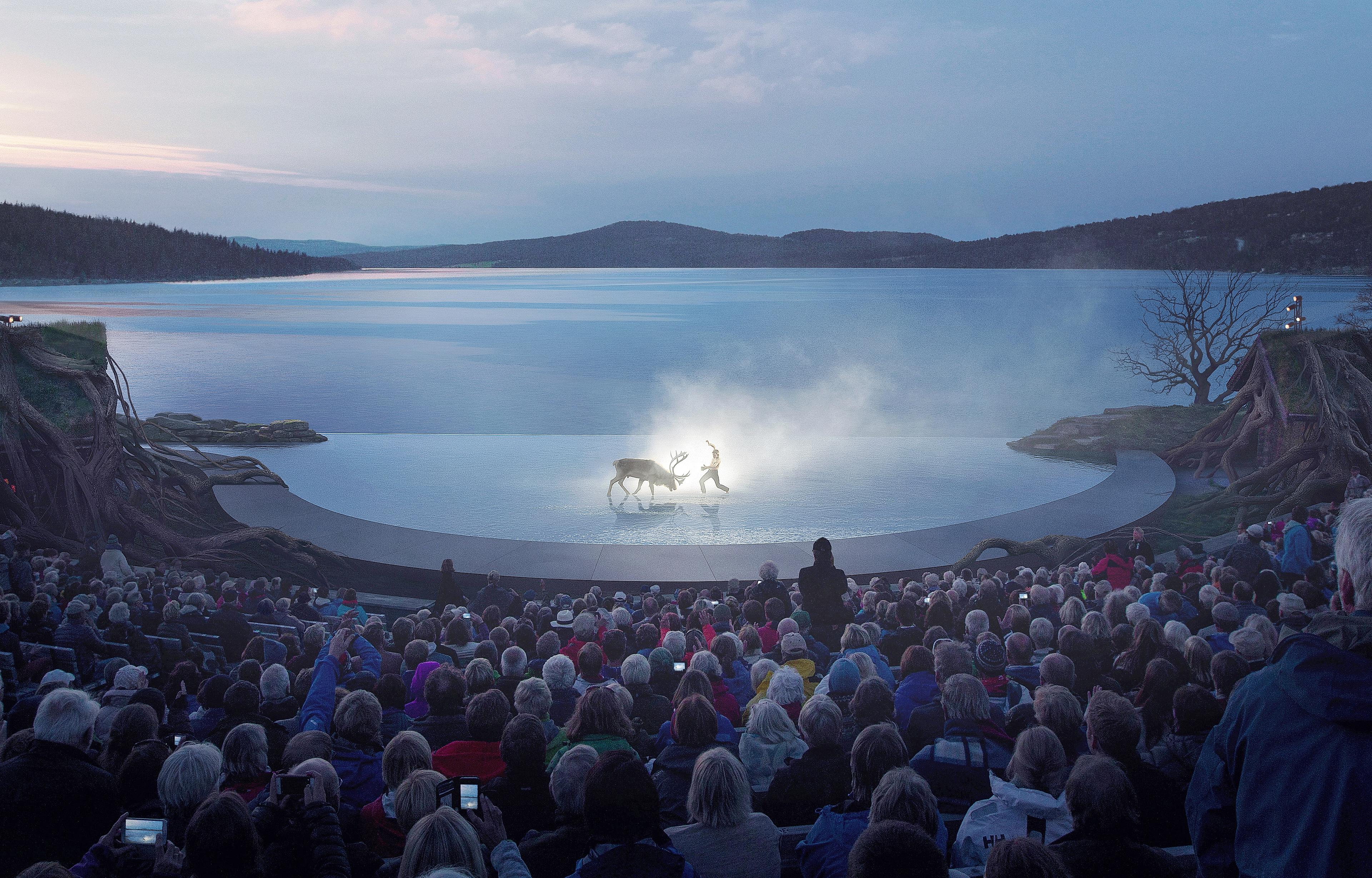 View from the crowd on the stage of the Peer Gynt Festival, Gålå, Eastern Norway