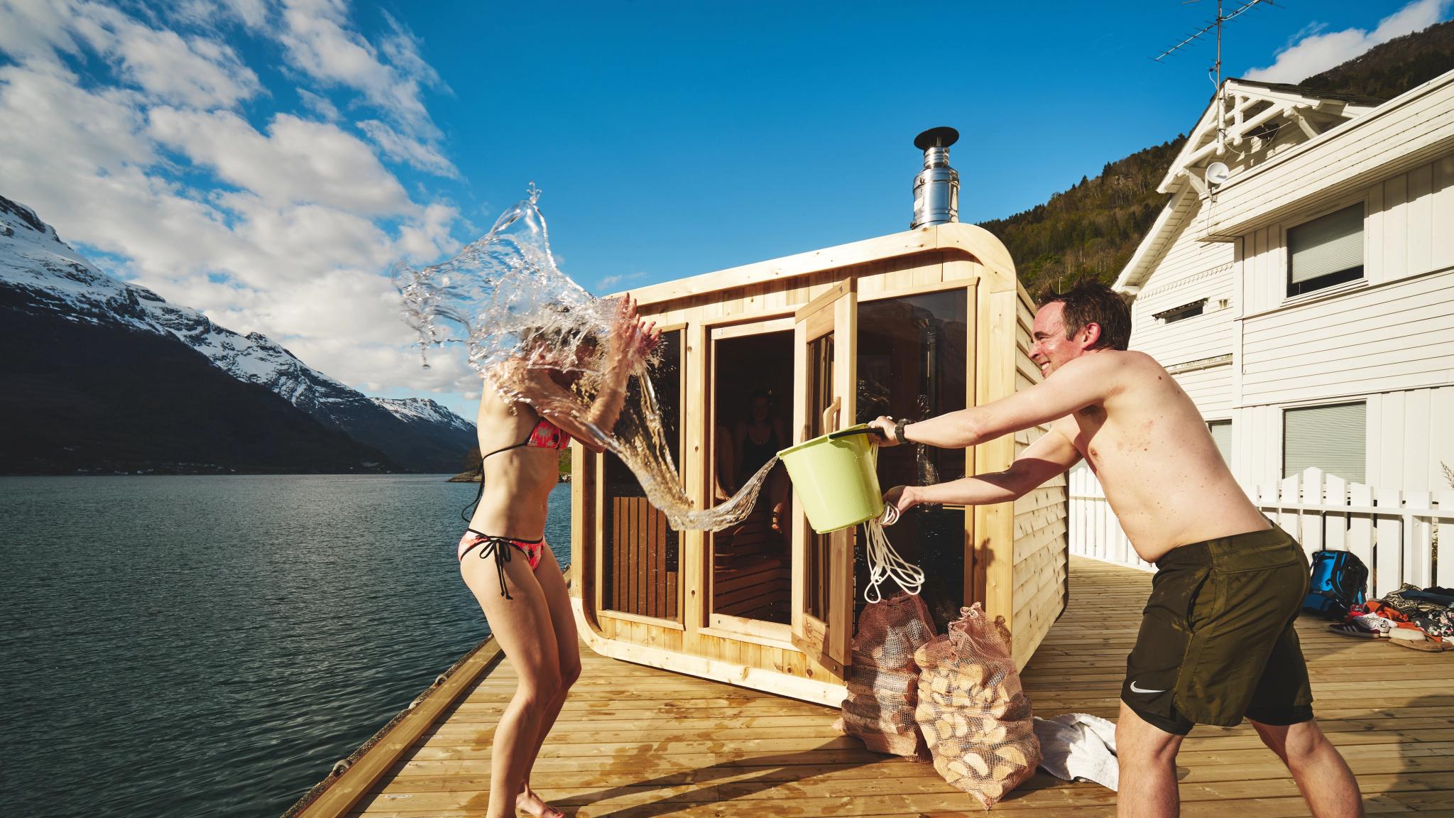 The sauna Heit Sørfjorden outside of Lofthus in the Hardangerfjord region in Fjord Norway